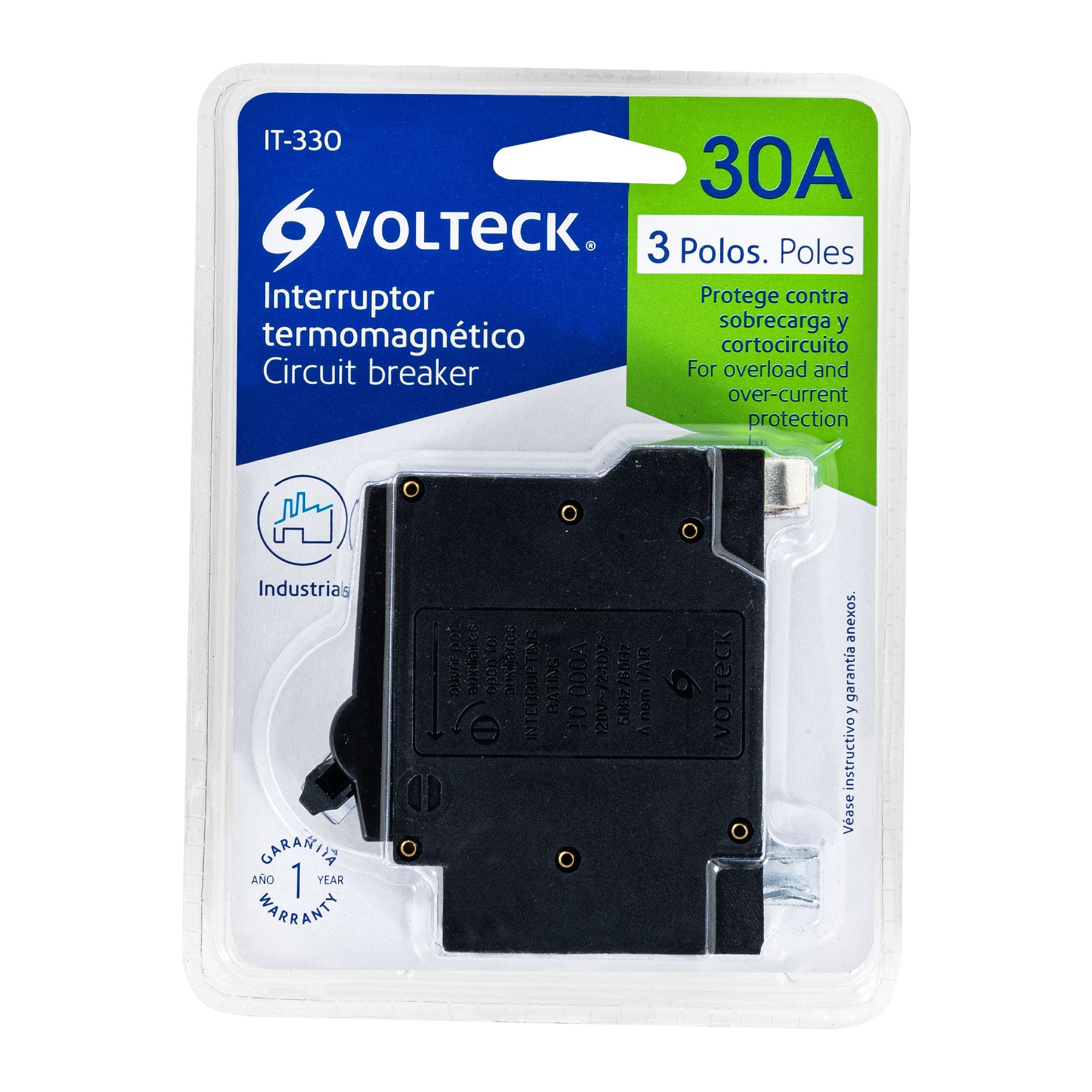 Interruptor de 3 polos 30A, enchufable, VOLTECK