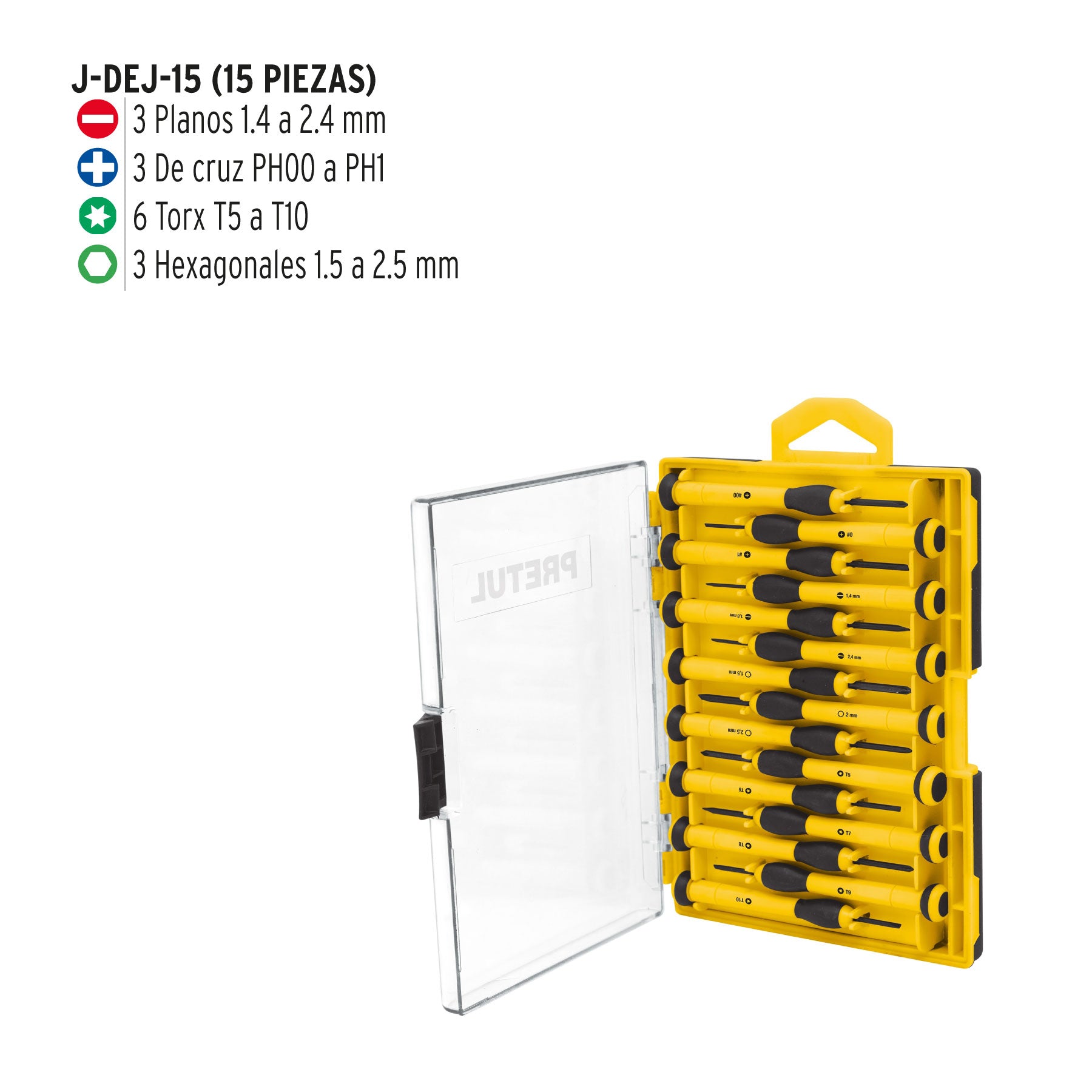 Juego con 15 desarmadores de precisión, Pretul