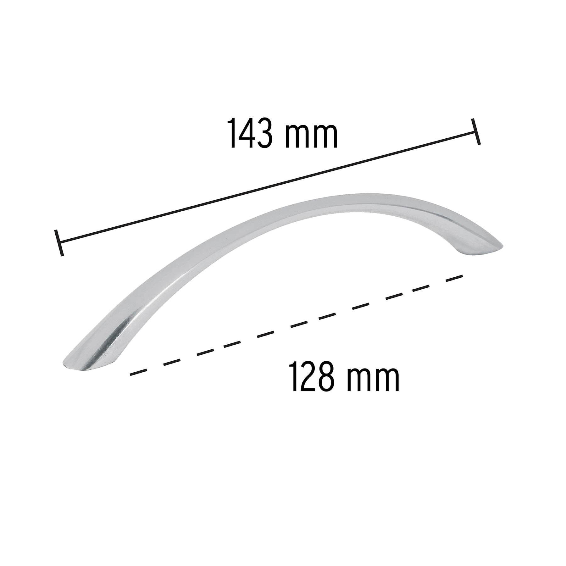 Jaladera de 128mm, línea Arco, níquel, Hermex