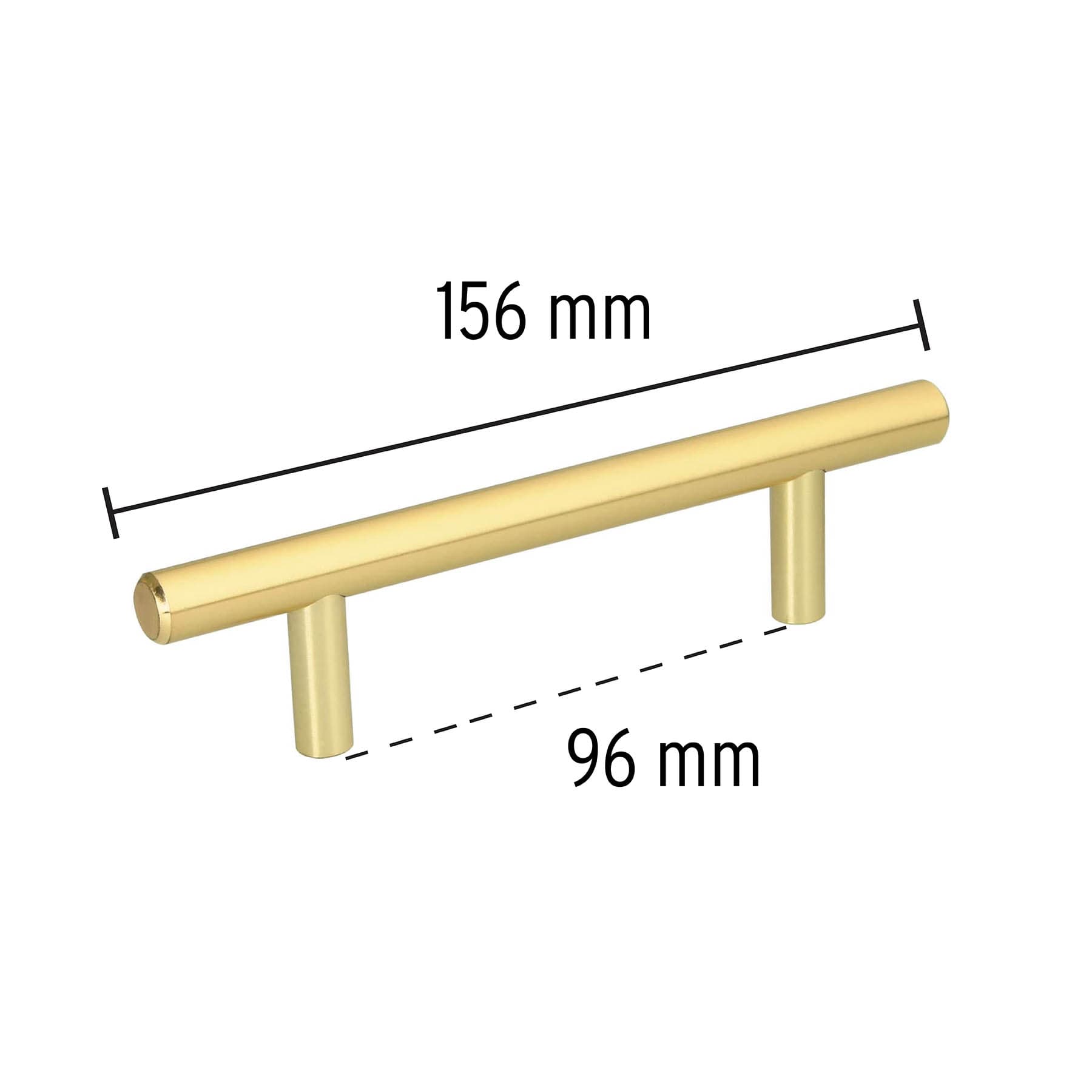 Jaladera de acero, 96mm, línea Cilindro, latón brillante