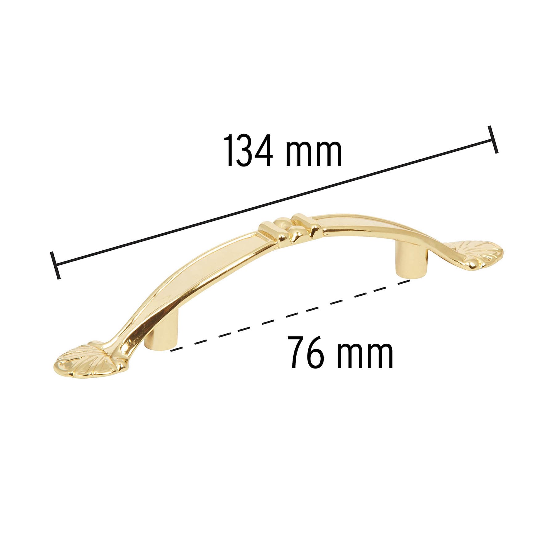 Jaladera metálica de 76 mm estilo "Barroco", latón brillante