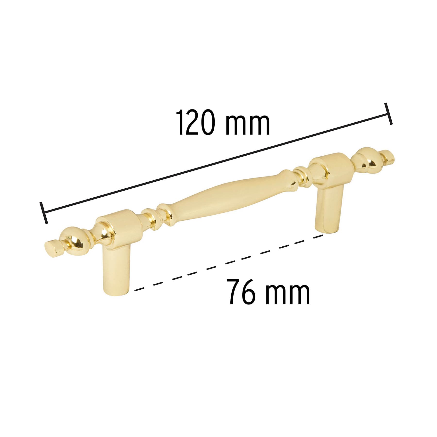 Jaladera metálica de 76mm estilo "Colonial", latón brillante