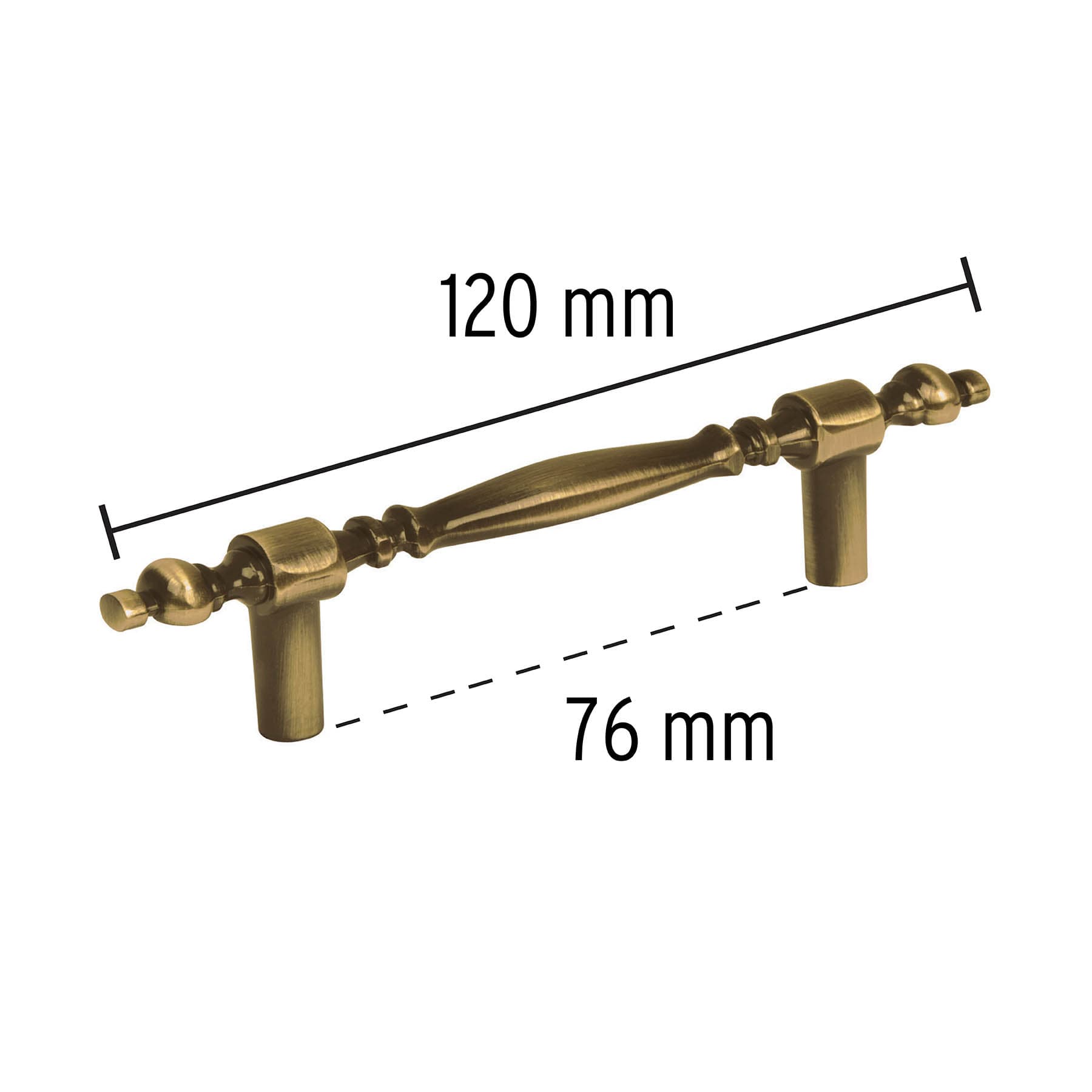 Jaladera metálica de 76 mm estilo "Colonial", latón antiguo