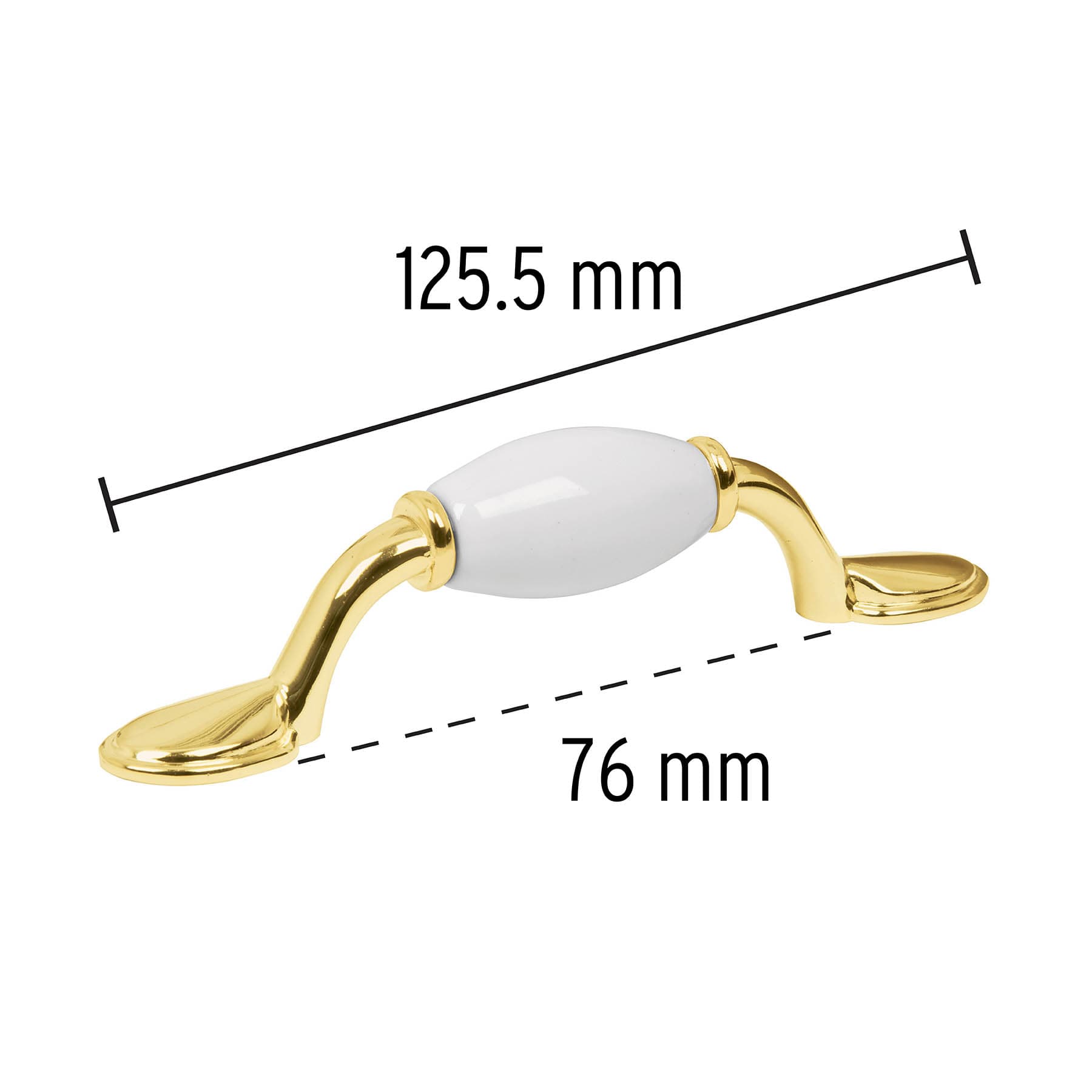 Jaladera metálica de 76 mm latón brillante, inserto cerámico