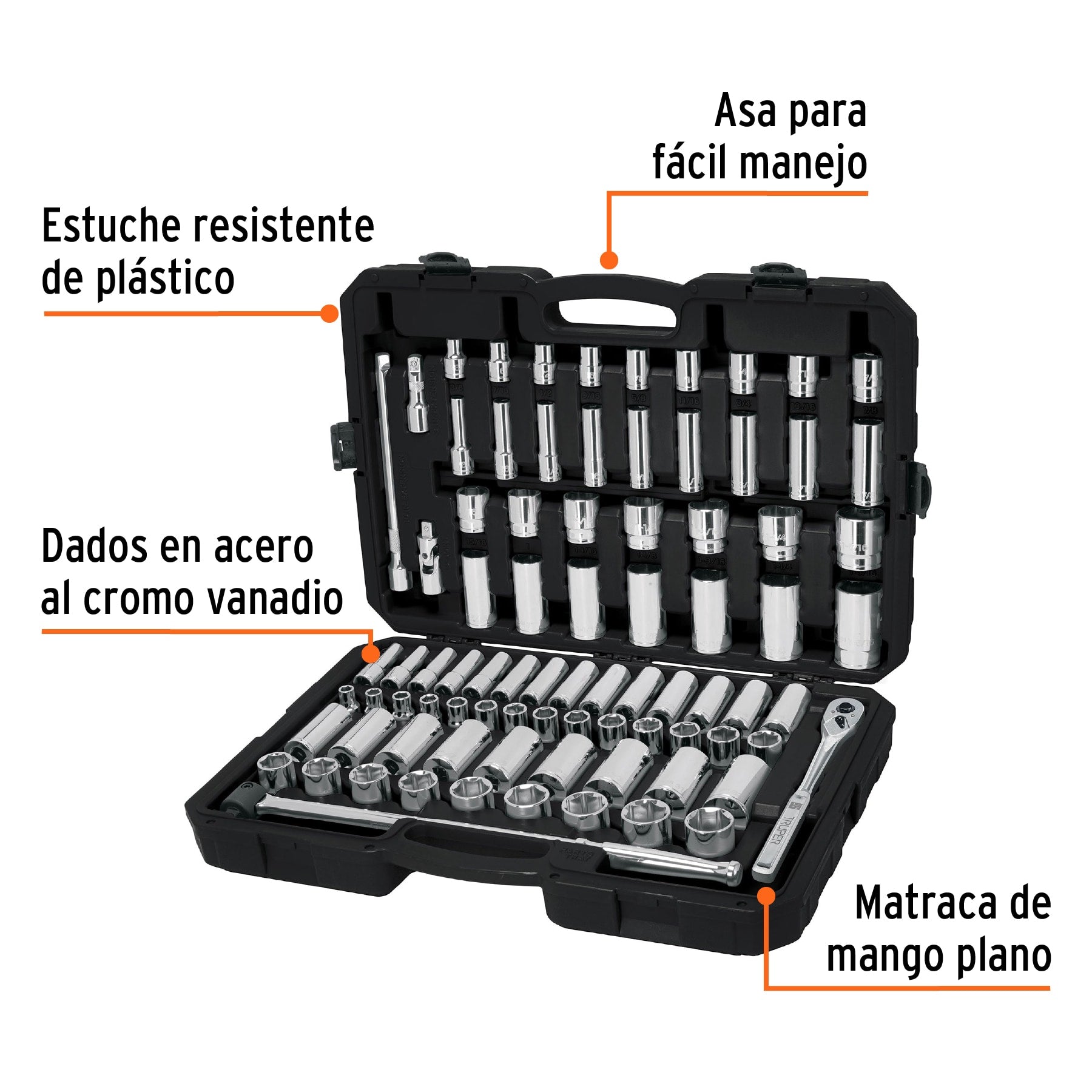 Juego de 83 herramientas cuadro 1/2" estándar y mm para mecánico
