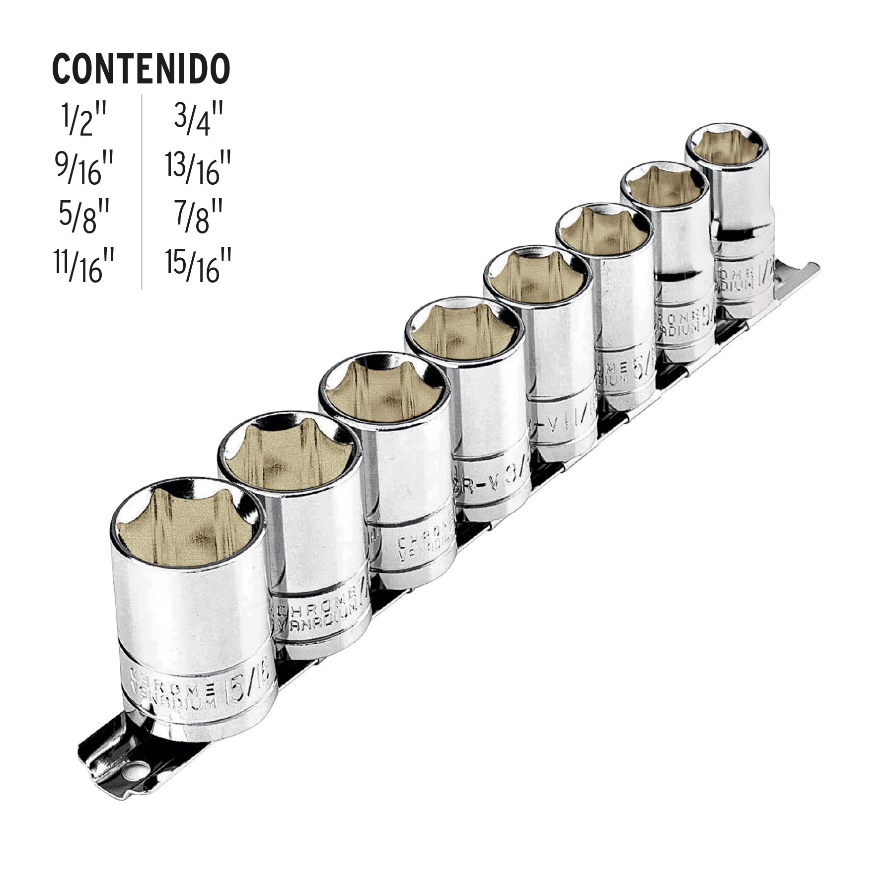 Juego de 8 dados cuadro 1/2" estándar, Pretul