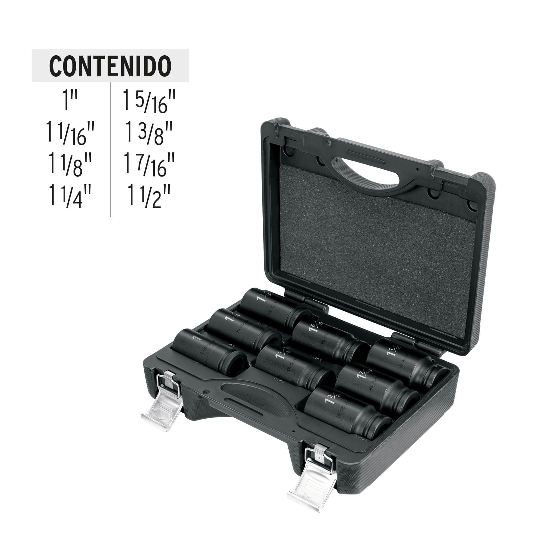 Juego de 8 dados largos cuadro 3/4" de impacto 6 puntas estándar