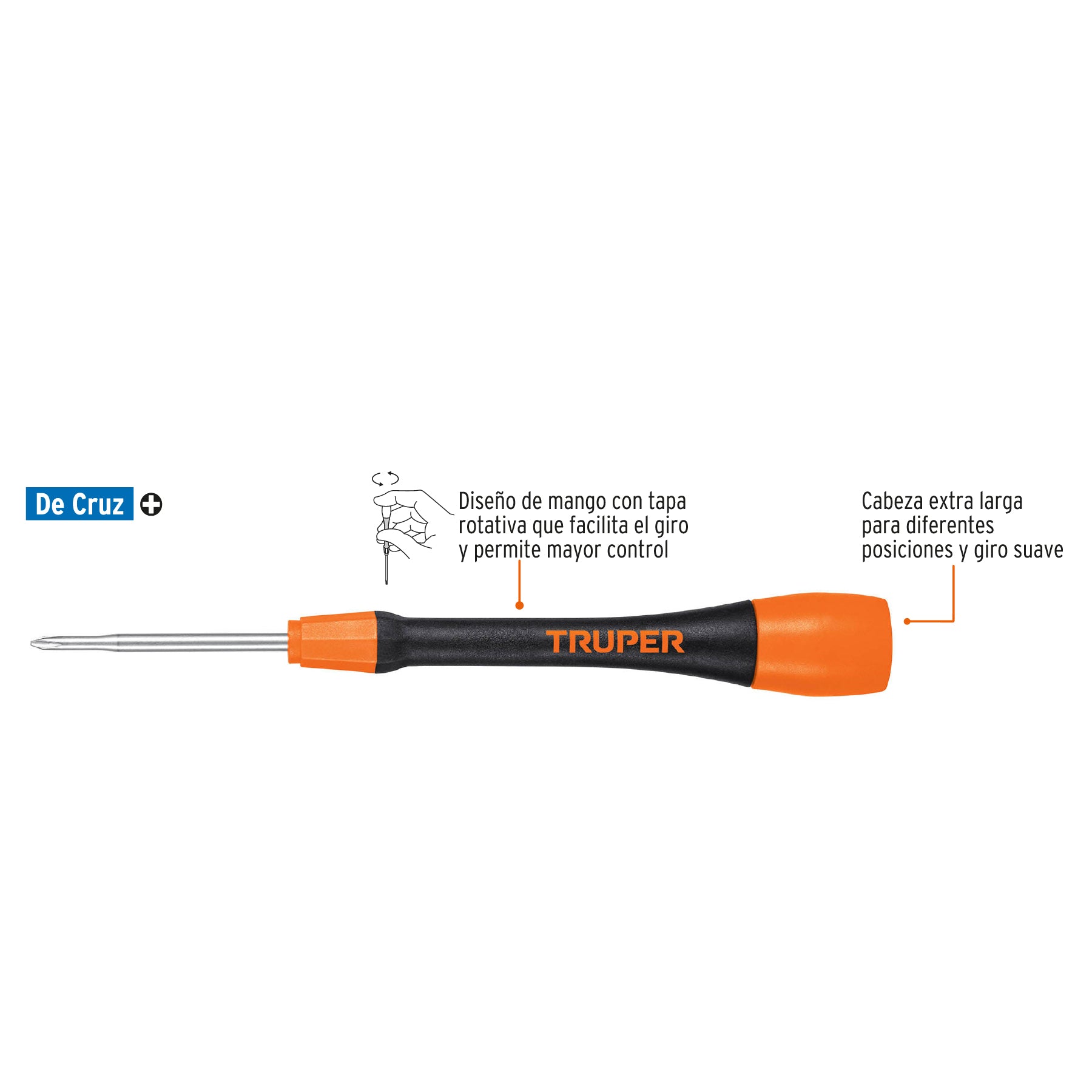 Desarmador de precisión de cruz PH1 mango ergonómico, Truper