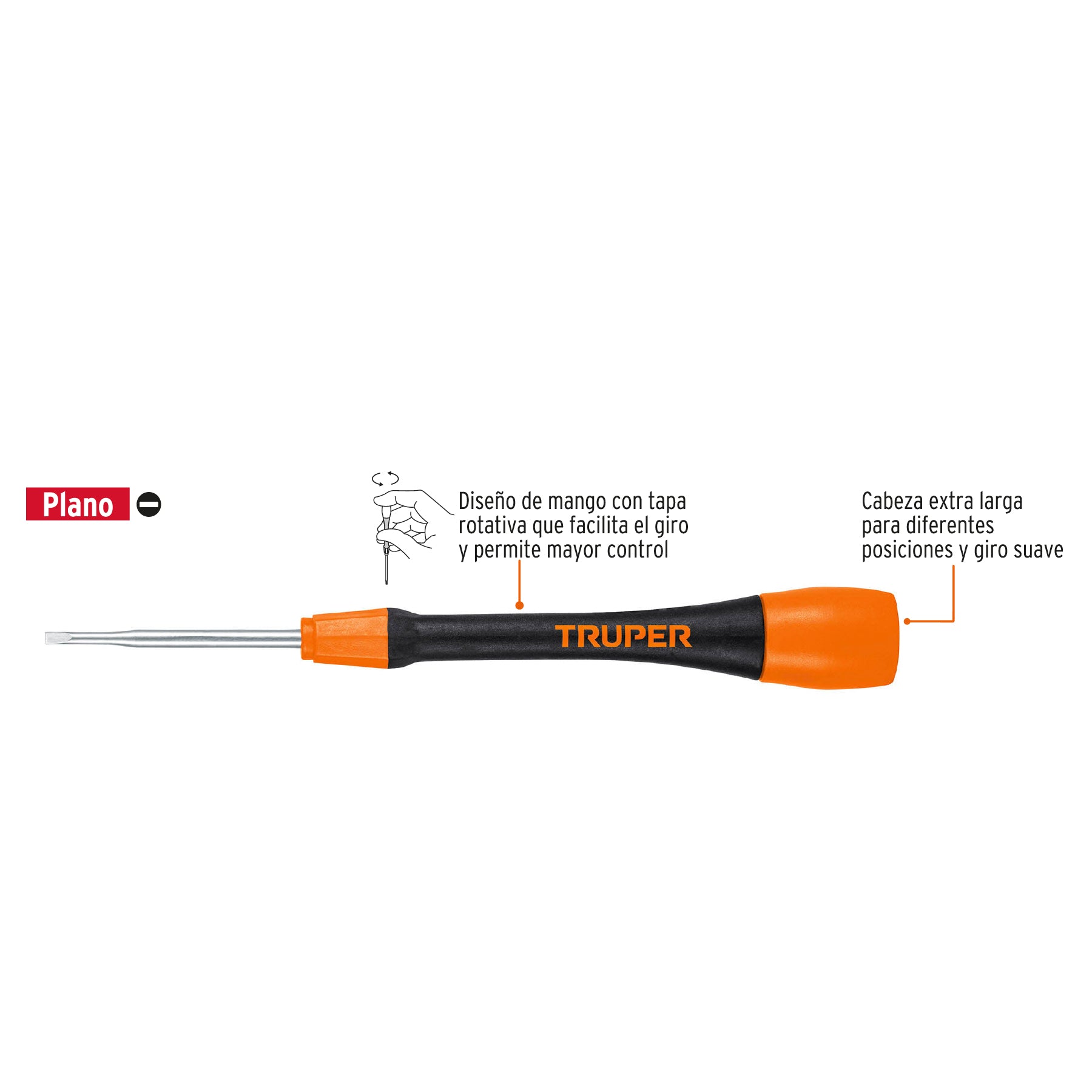 Desarmador de precisión plano de 1.8 mm mango ergonómico