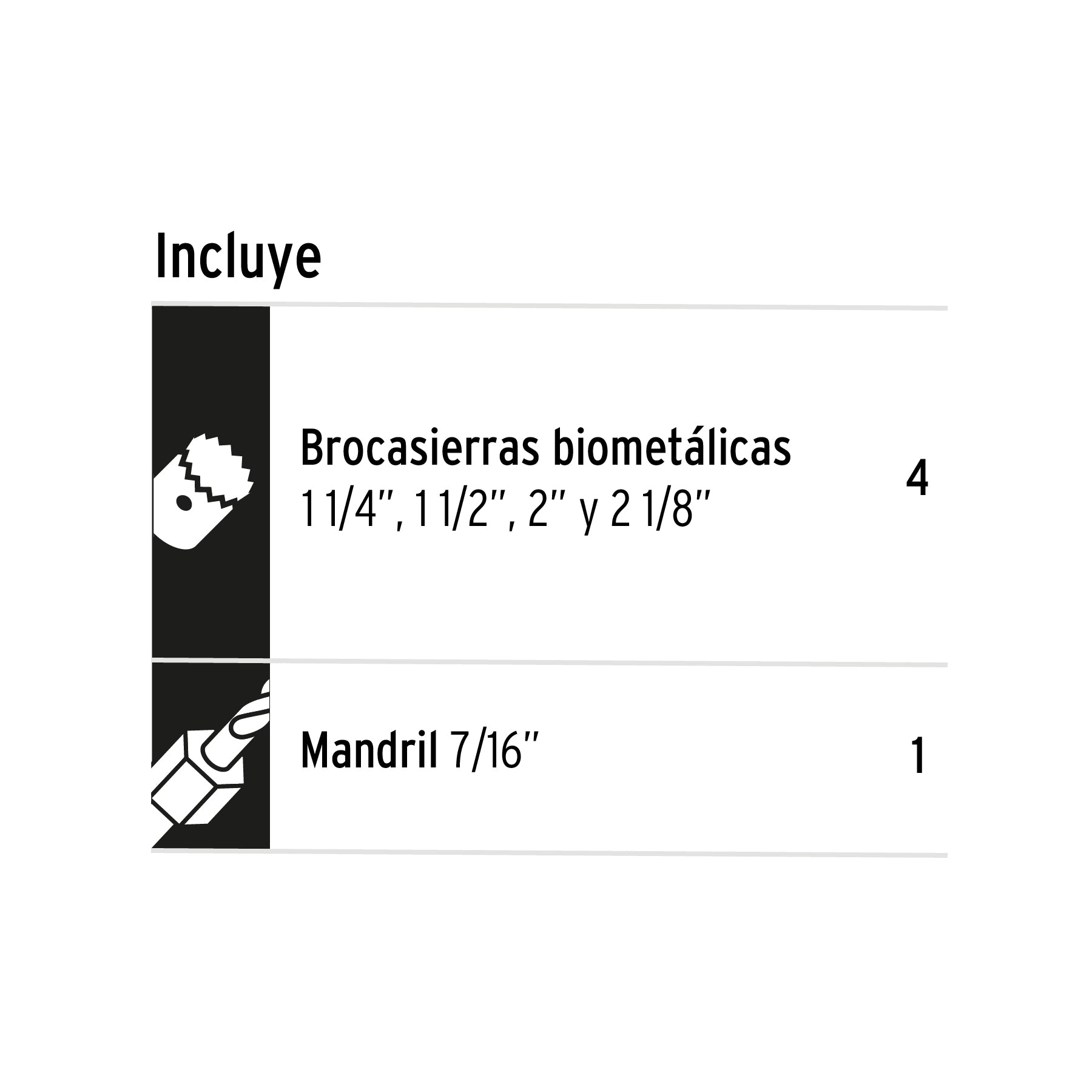 Juego de 4 broca sierras bimetálicas y 1 mandril, Expert