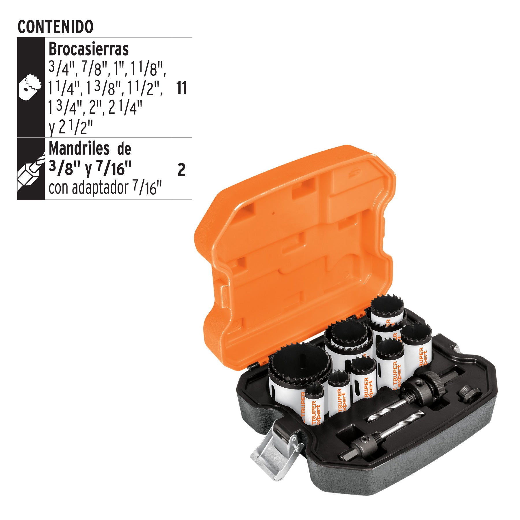 Juego de 6 brocasierras bimetálicas y 2 mandriles, Expert