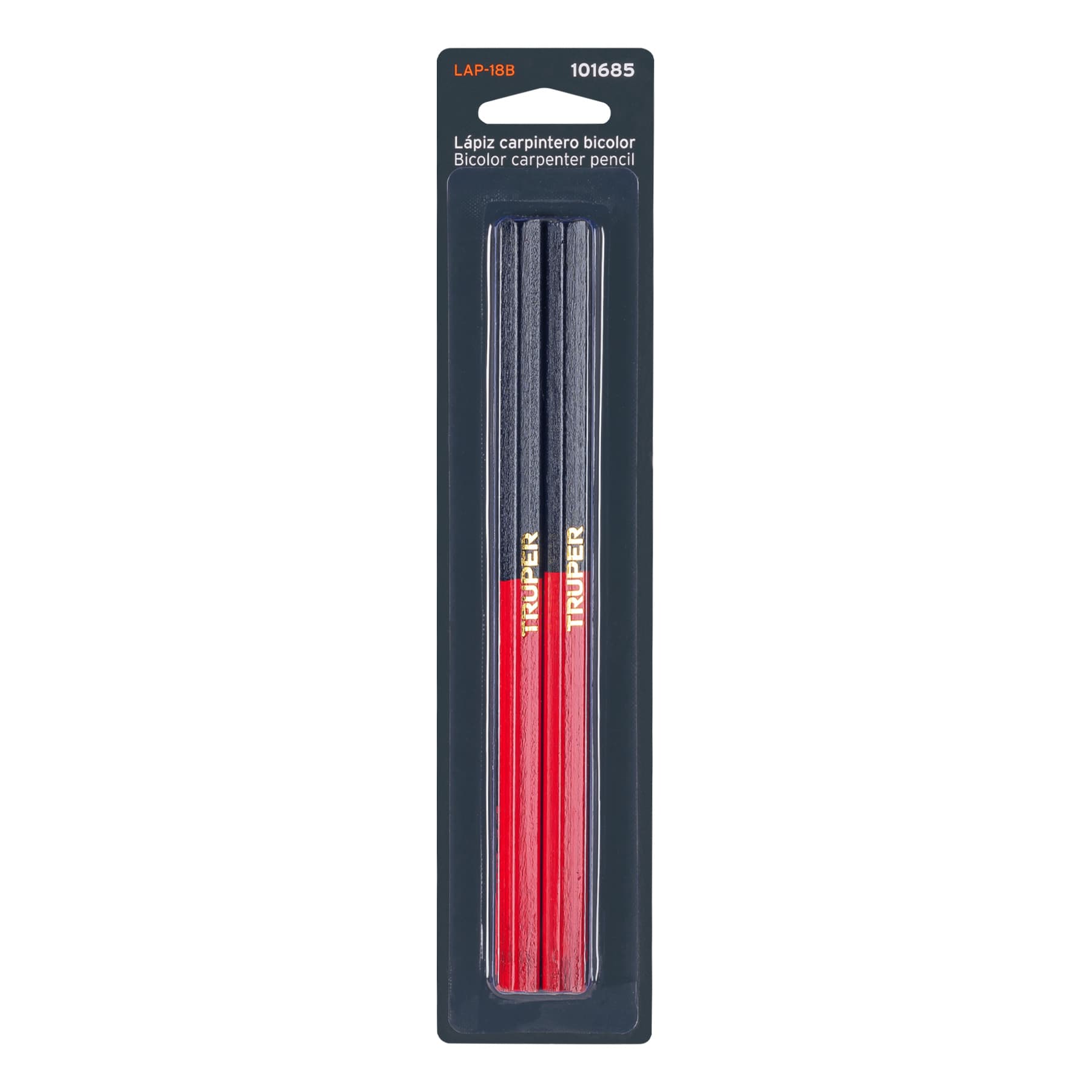 Blíster con 2 lápices 18 cm bicolor gruesos para carpintero