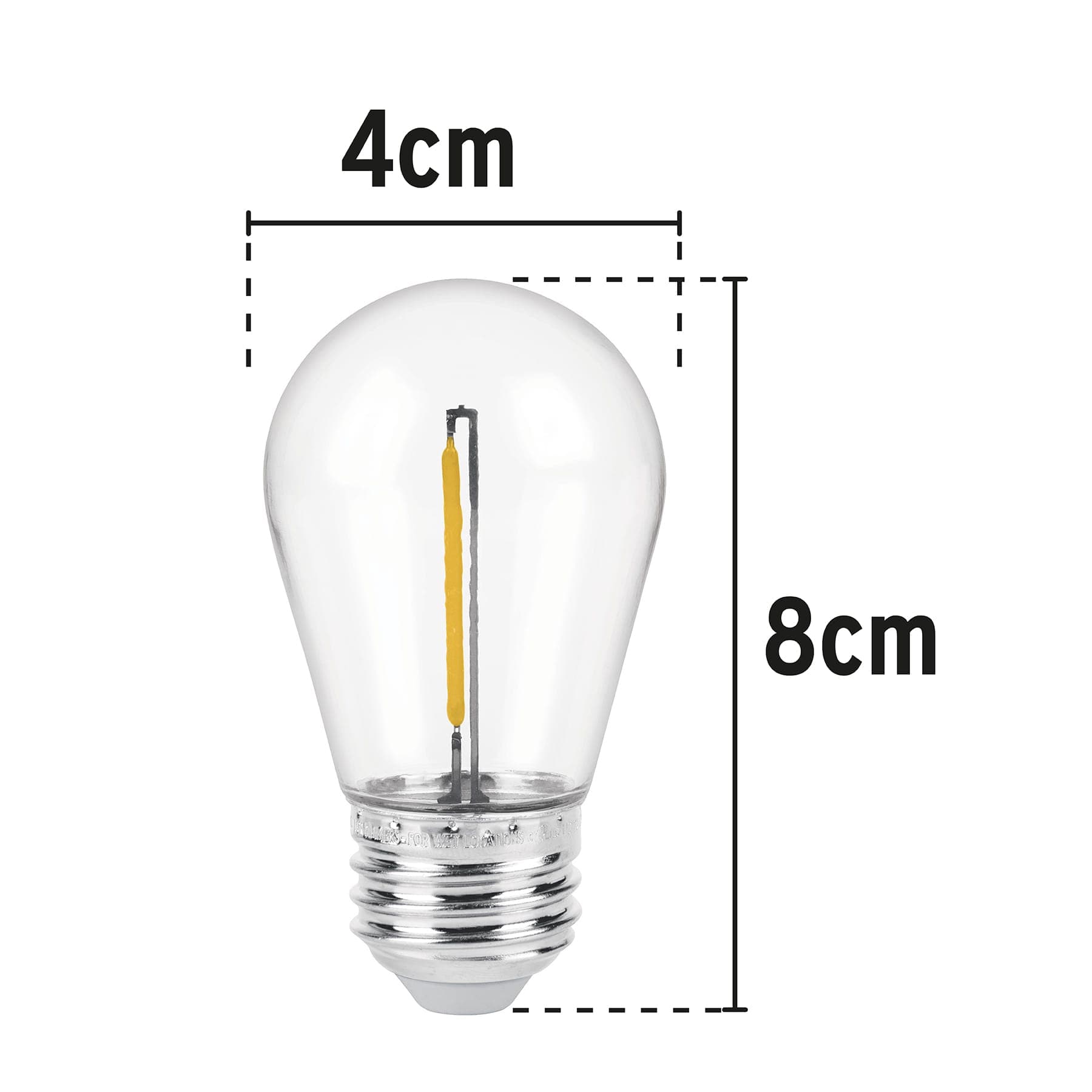 Lámpara LED S14 con filamento 1 W luz cálida, caja, Volteck