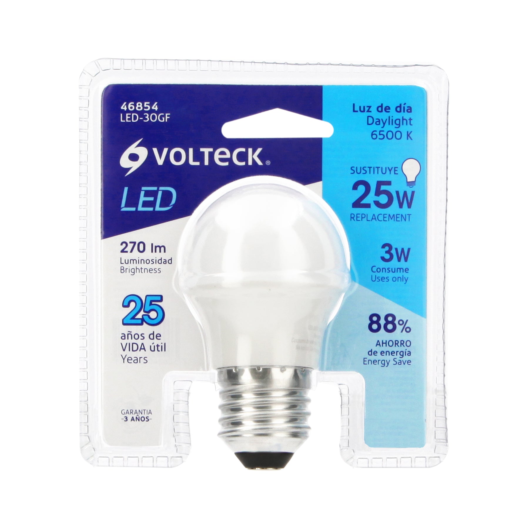 Lámpara LED G45 3 W (equiv. 25 W) luz de día blíster Volteck