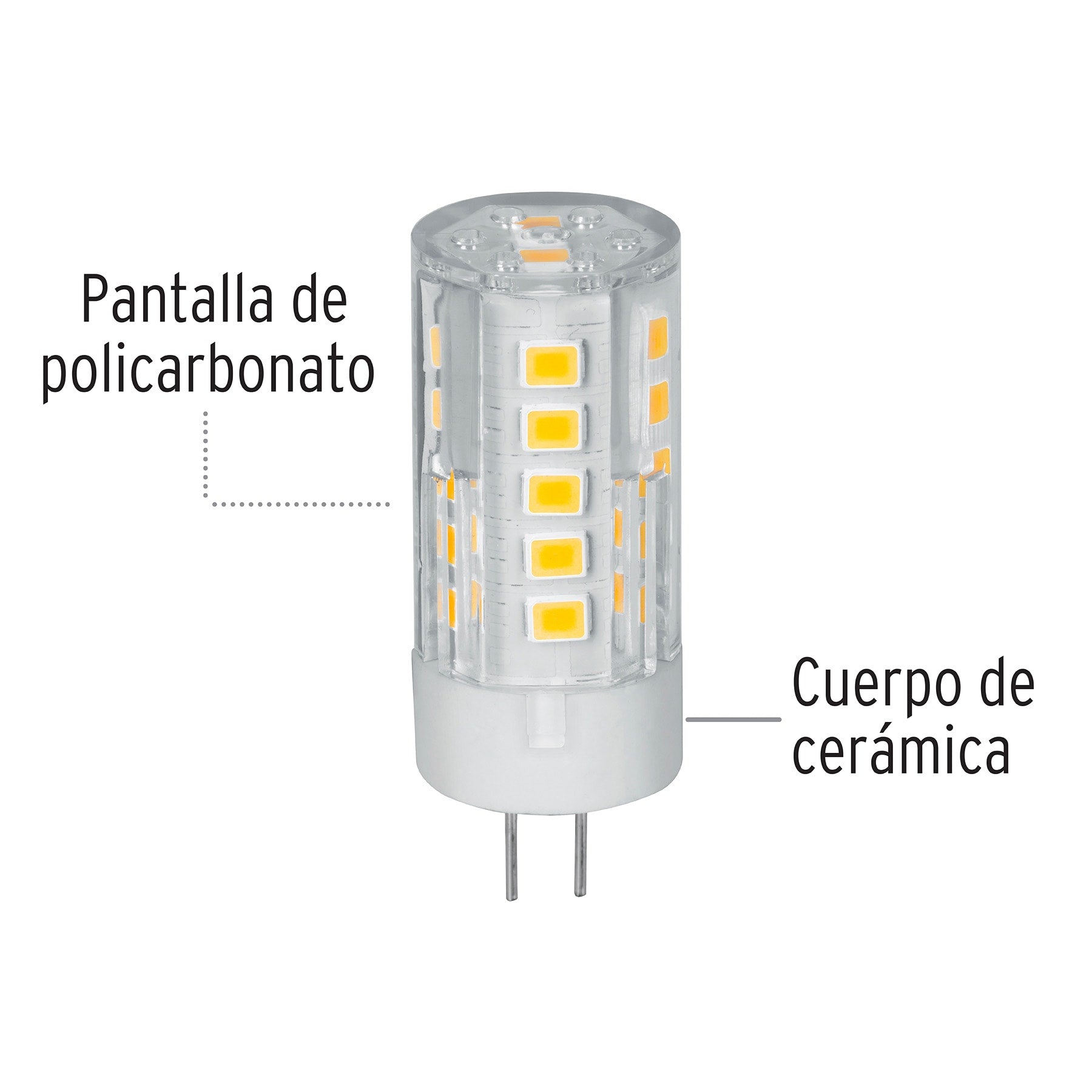Lámpara de LED tipo cápsula 3 W base G4 luz cálida, blíster