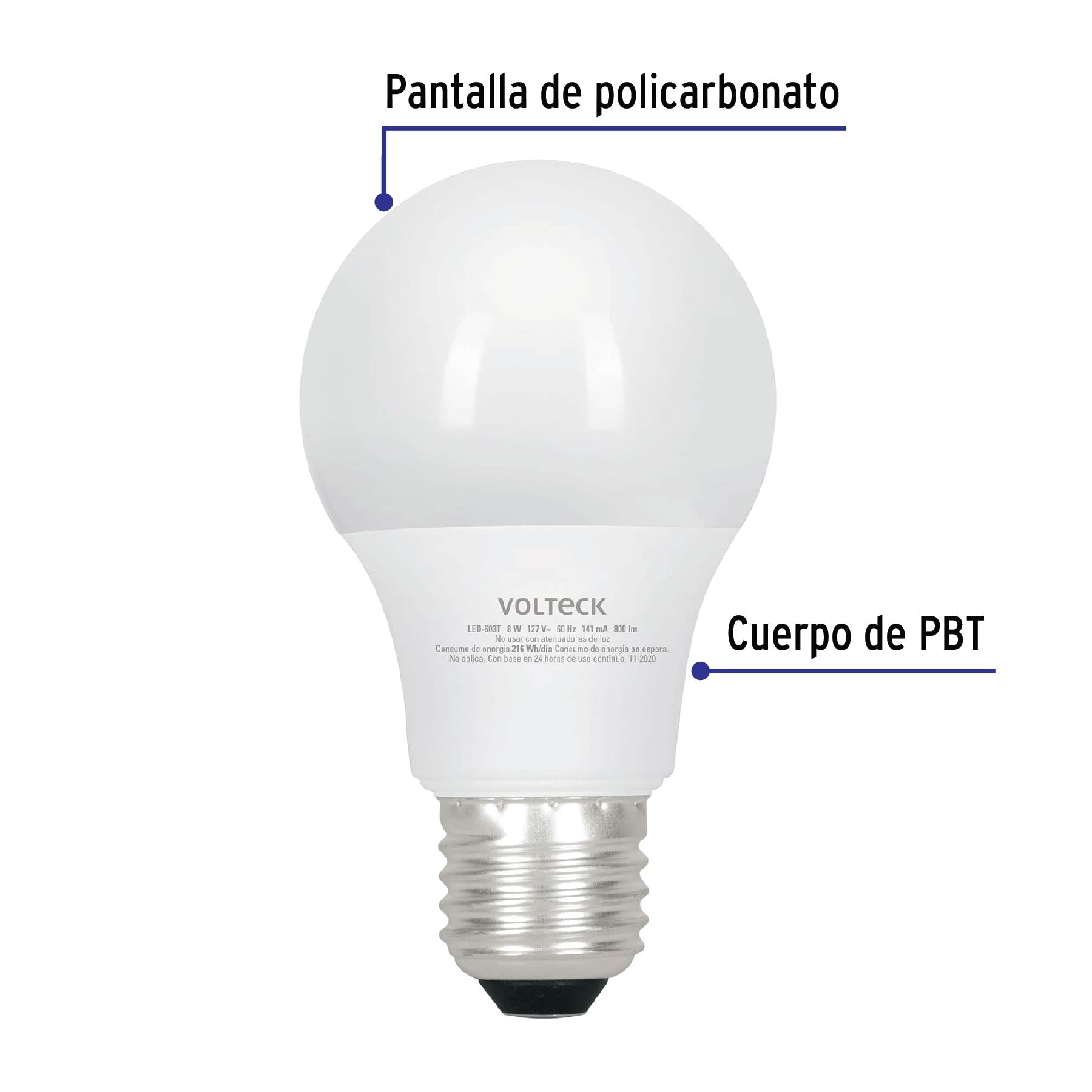 Lámpara LED tipo bulbo con 3 tonos de luz, blíster, Volteck