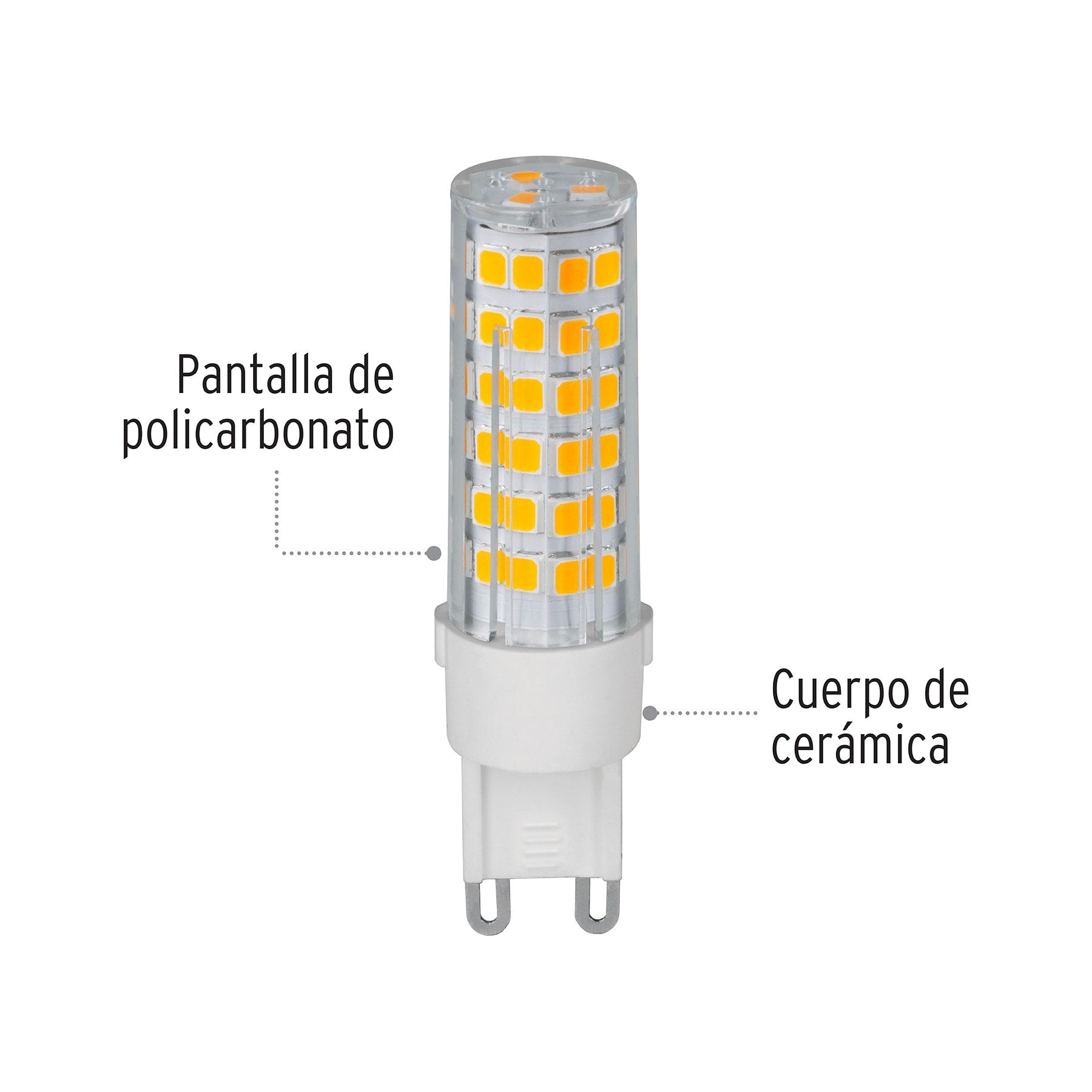 Lámpara de LED tipo cápsula 4 W base G9 luz cálida, blíster