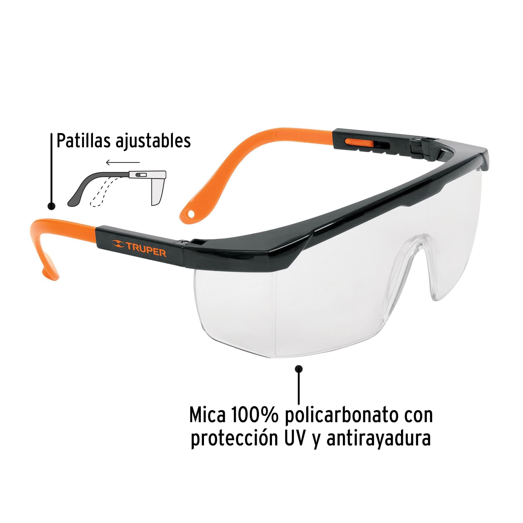 Lentes de seguridad ajustables claros con antiempaño, Classic