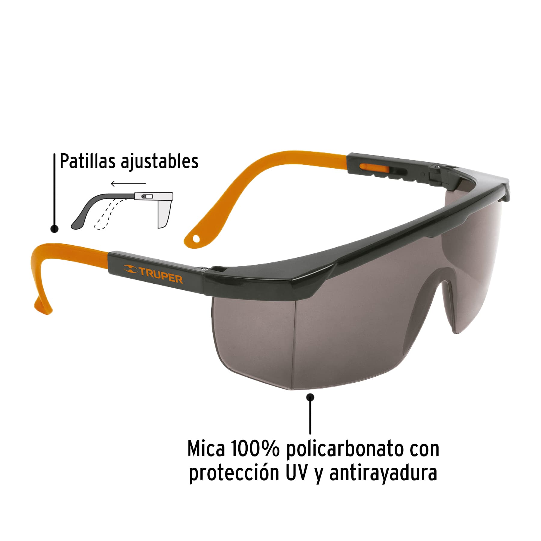 Lentes de seguridad ajustables grises, Truper Classic