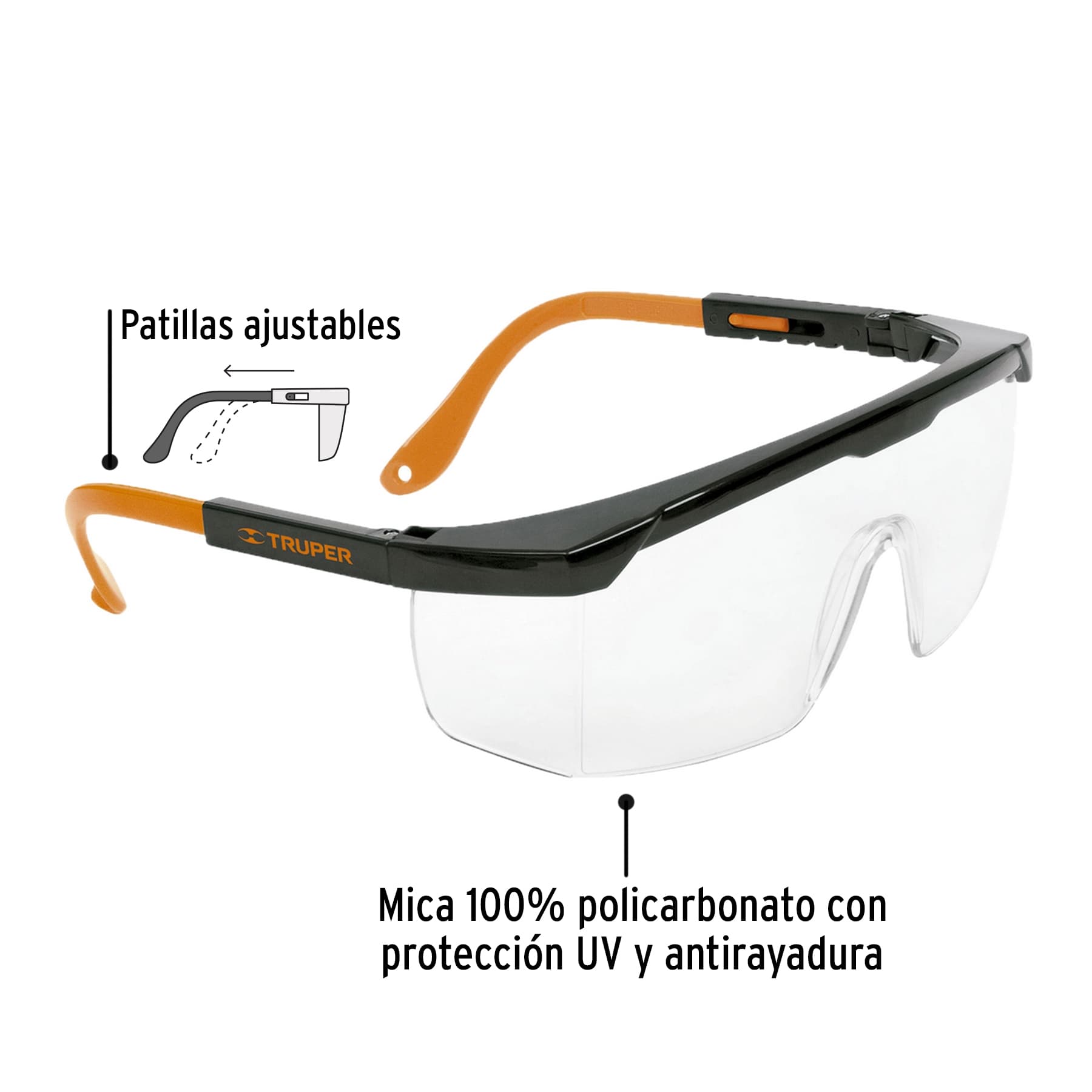Lentes de seguridad ajustables transparentes, Truper Classic