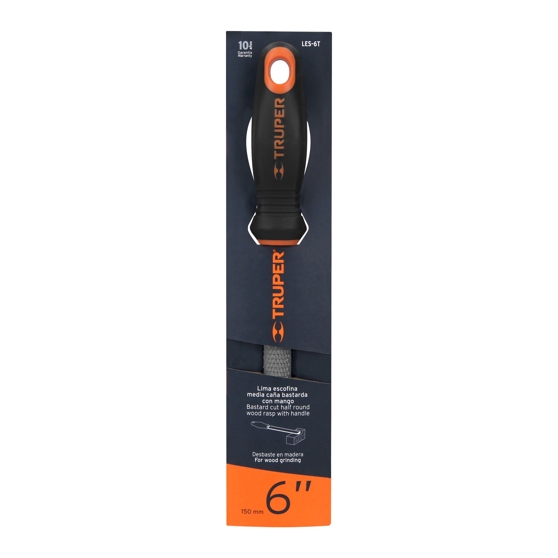 Lima escofina 6" con mango doble inyección, Truper