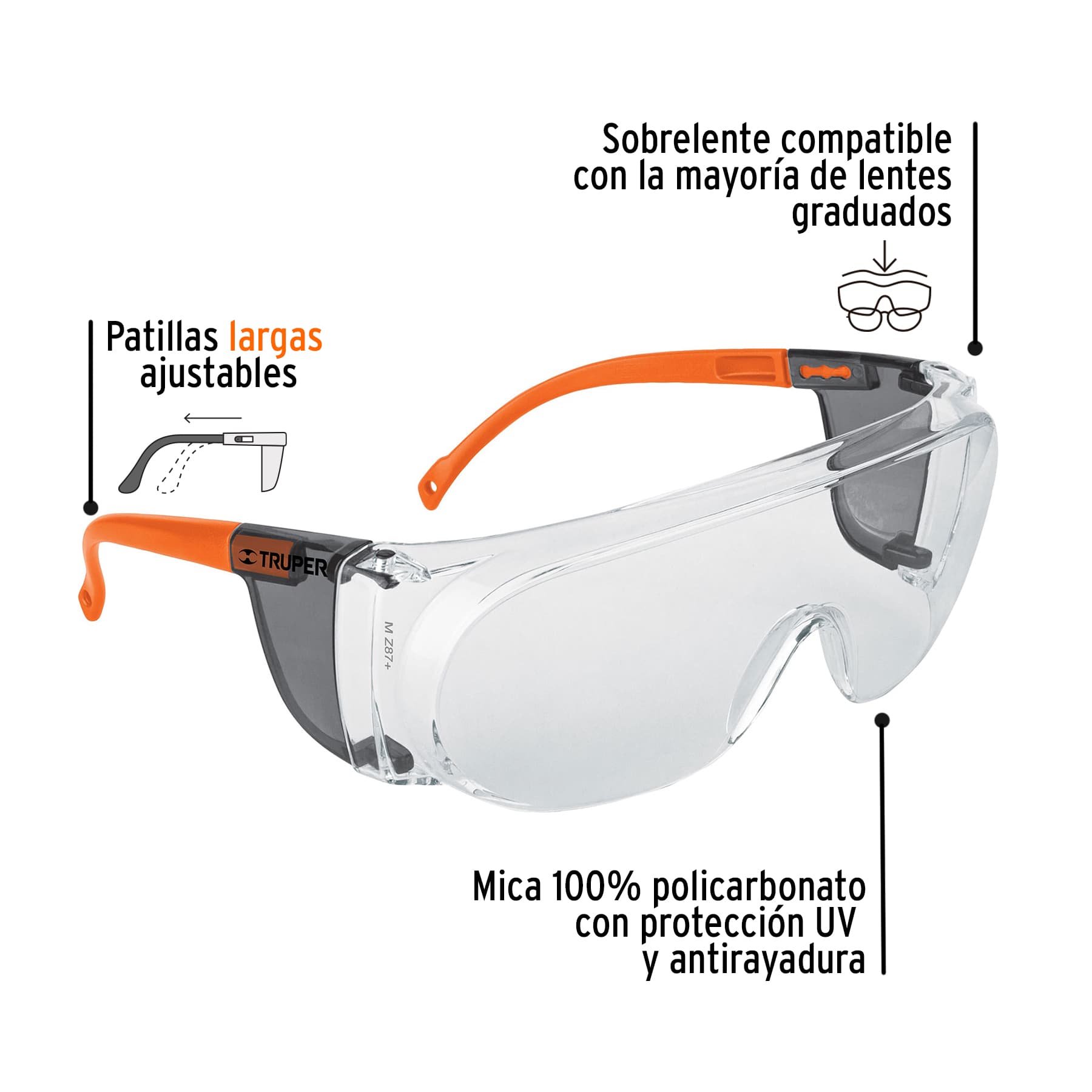 Sobrelente de seguridad claros con antiempaño, Truper Expert