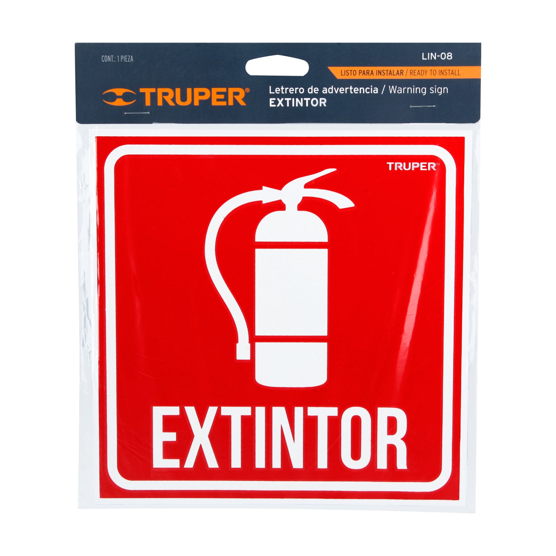 Letrero de señalización "EXTINTOR", 19 x 19 cm, Truper