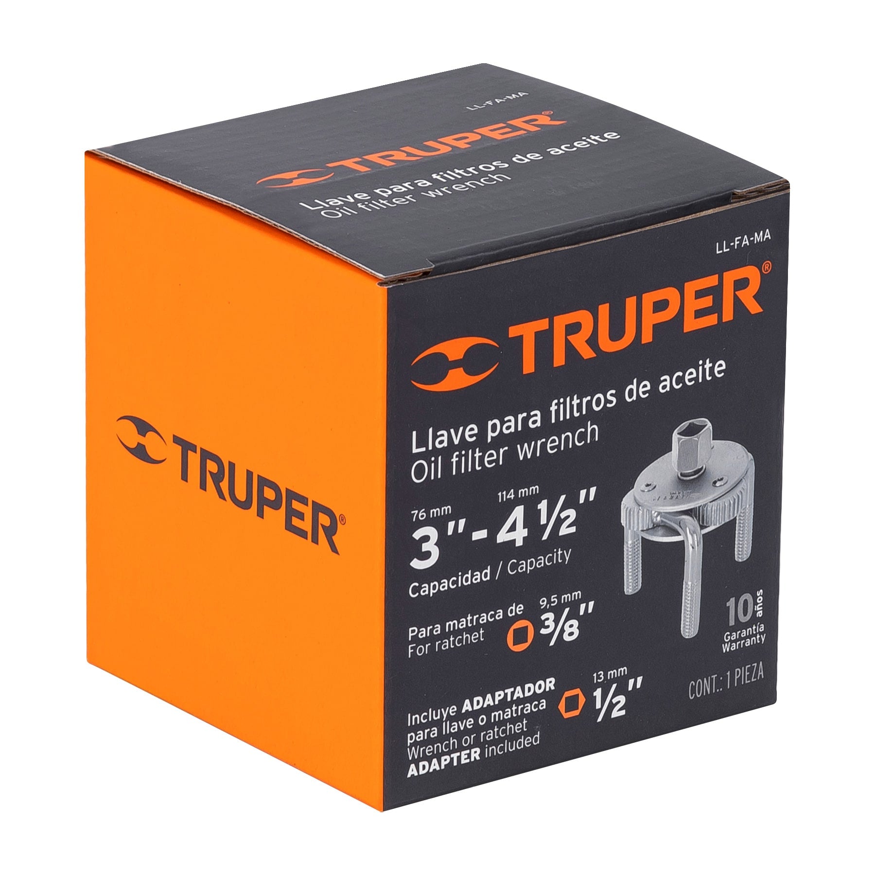 Llave de 3 puntos 3" a 4-1/2" para filtro de aceite, Truper