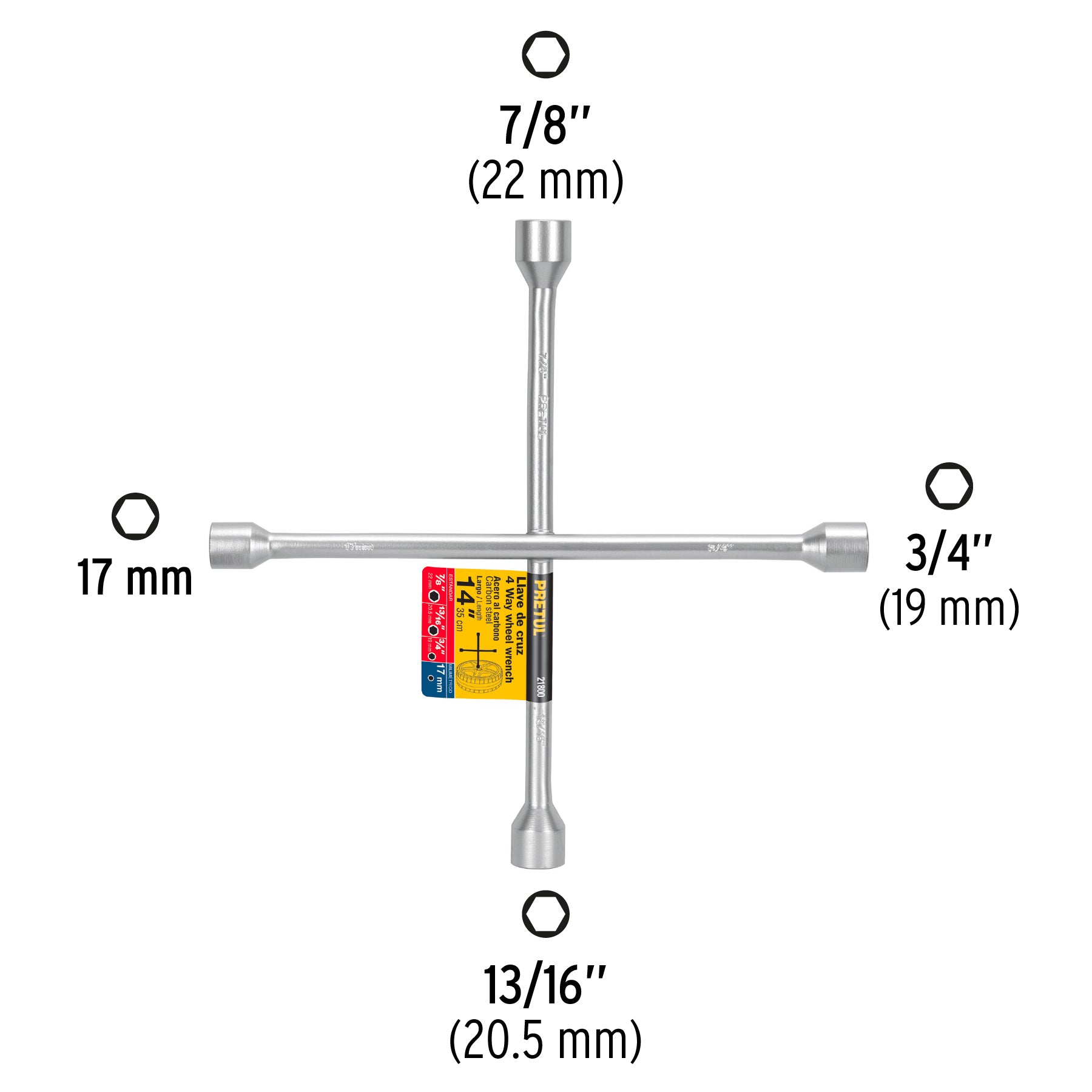Llave de cruz para automóviles y camionetas, 14" Pretul