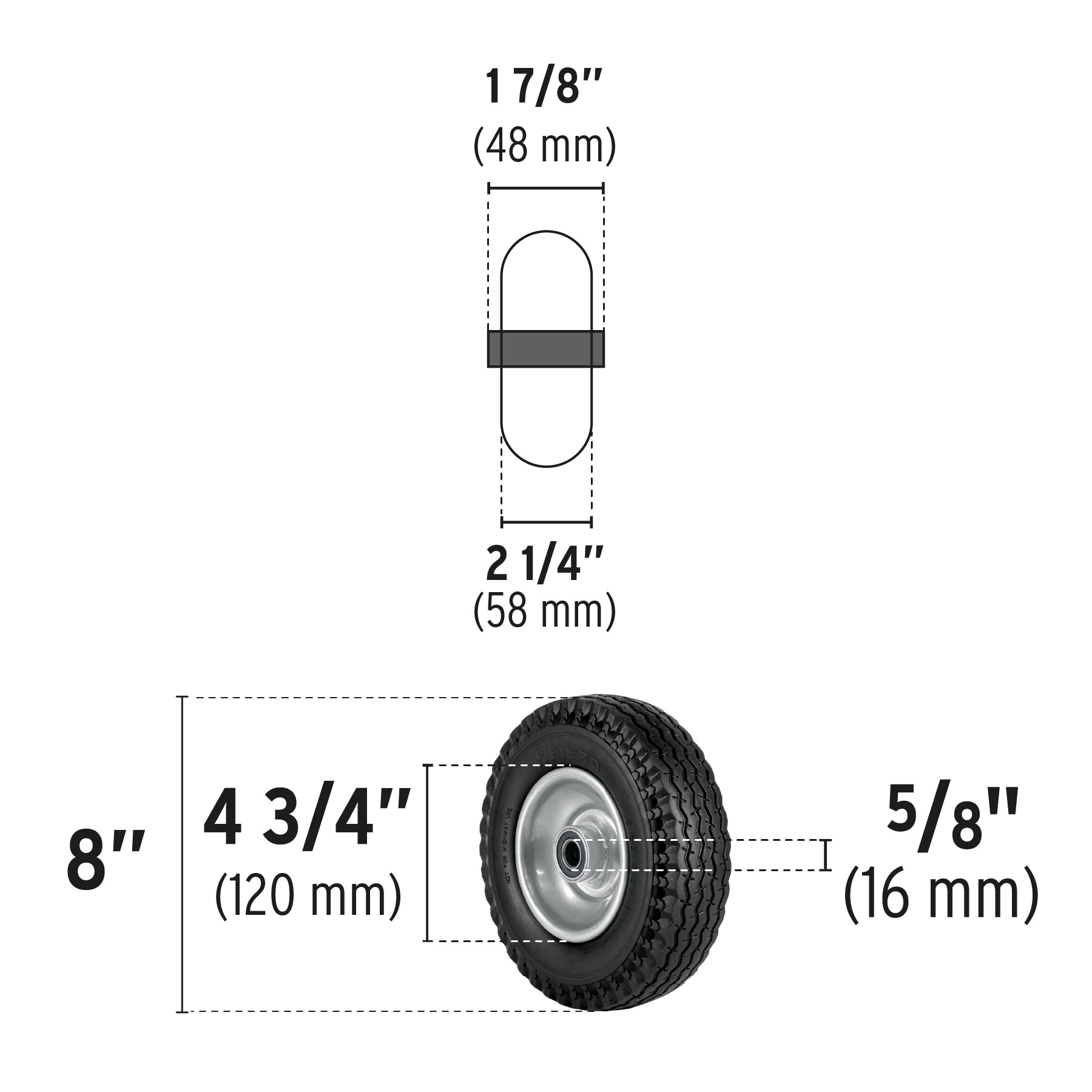 Rueda imponchable 8" para eje central, Truper