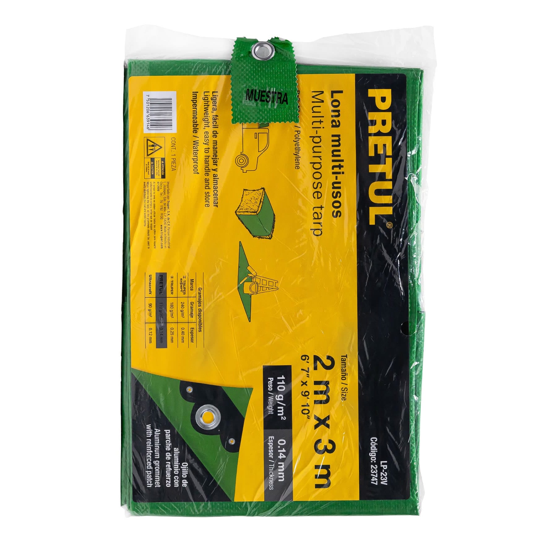 Lona de polietileno 3 x 3 m, verde, 110 g/m2, Pretul
