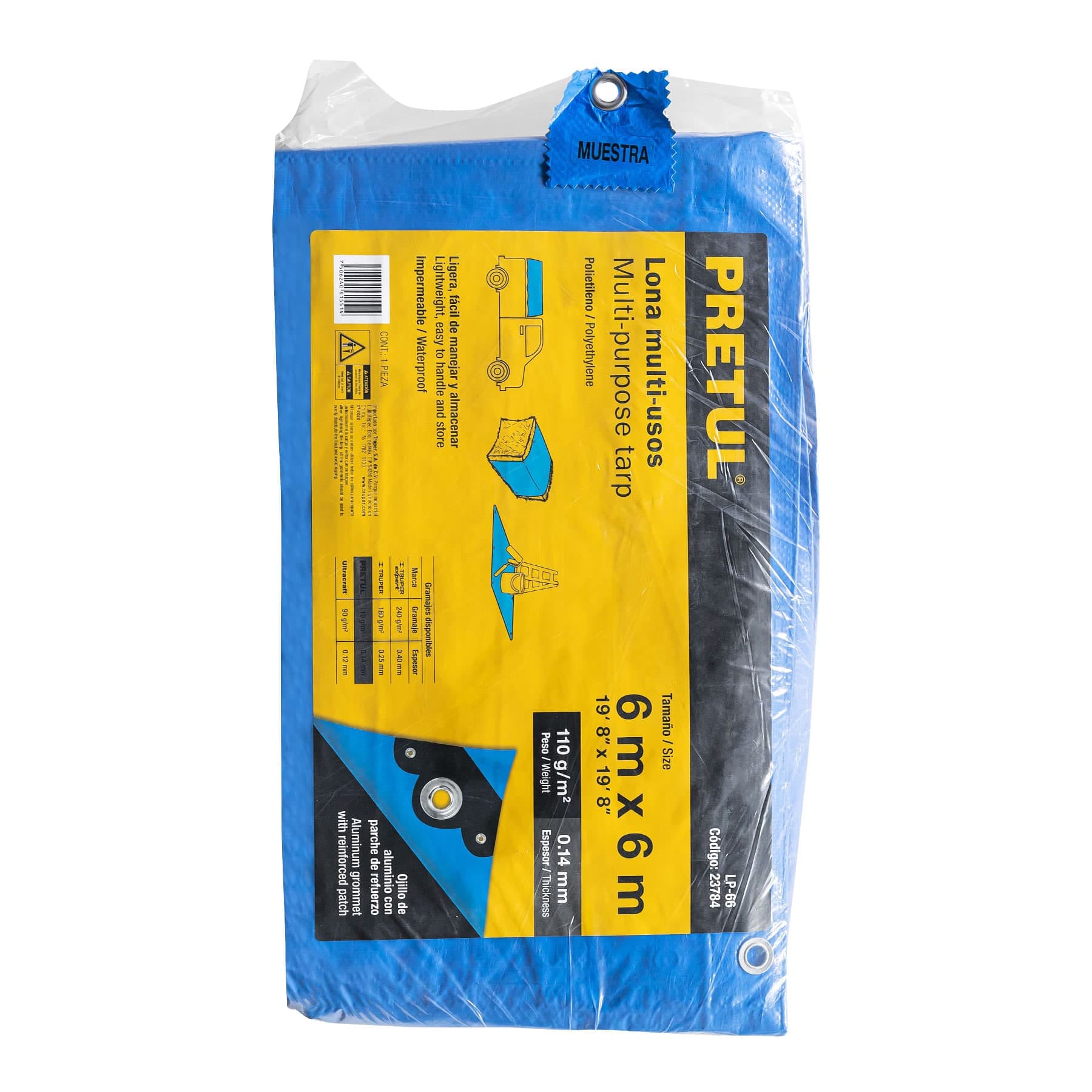 Lona de polietileno 6 x 6 m, azul, 110 g/m2, Pretul