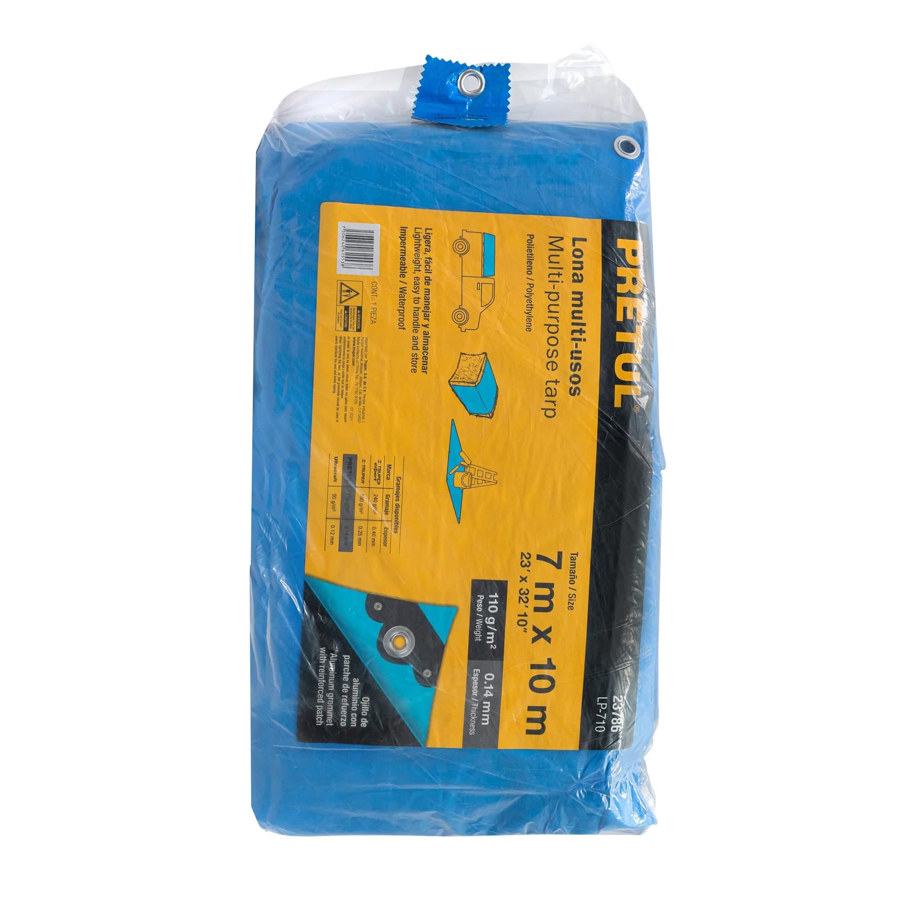 Lona de polietileno 7 x 10 m, azul, 110 g/m2, Pretul