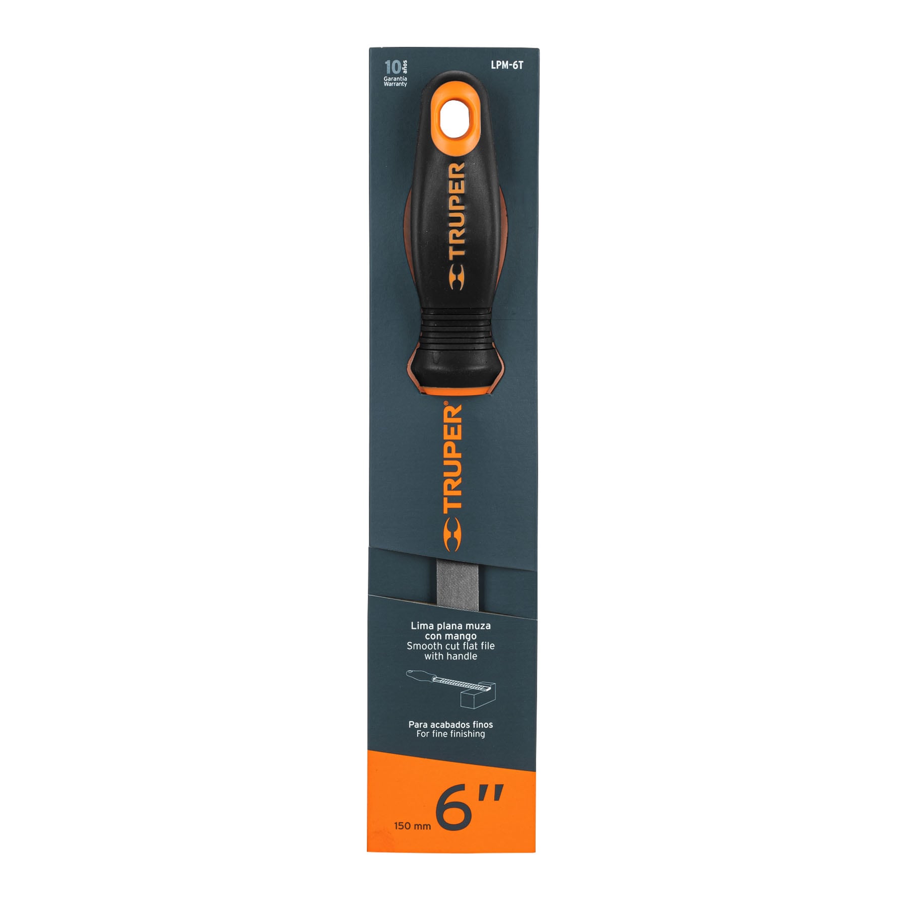 Lima plana muza 6" con mango doble inyección, Truper