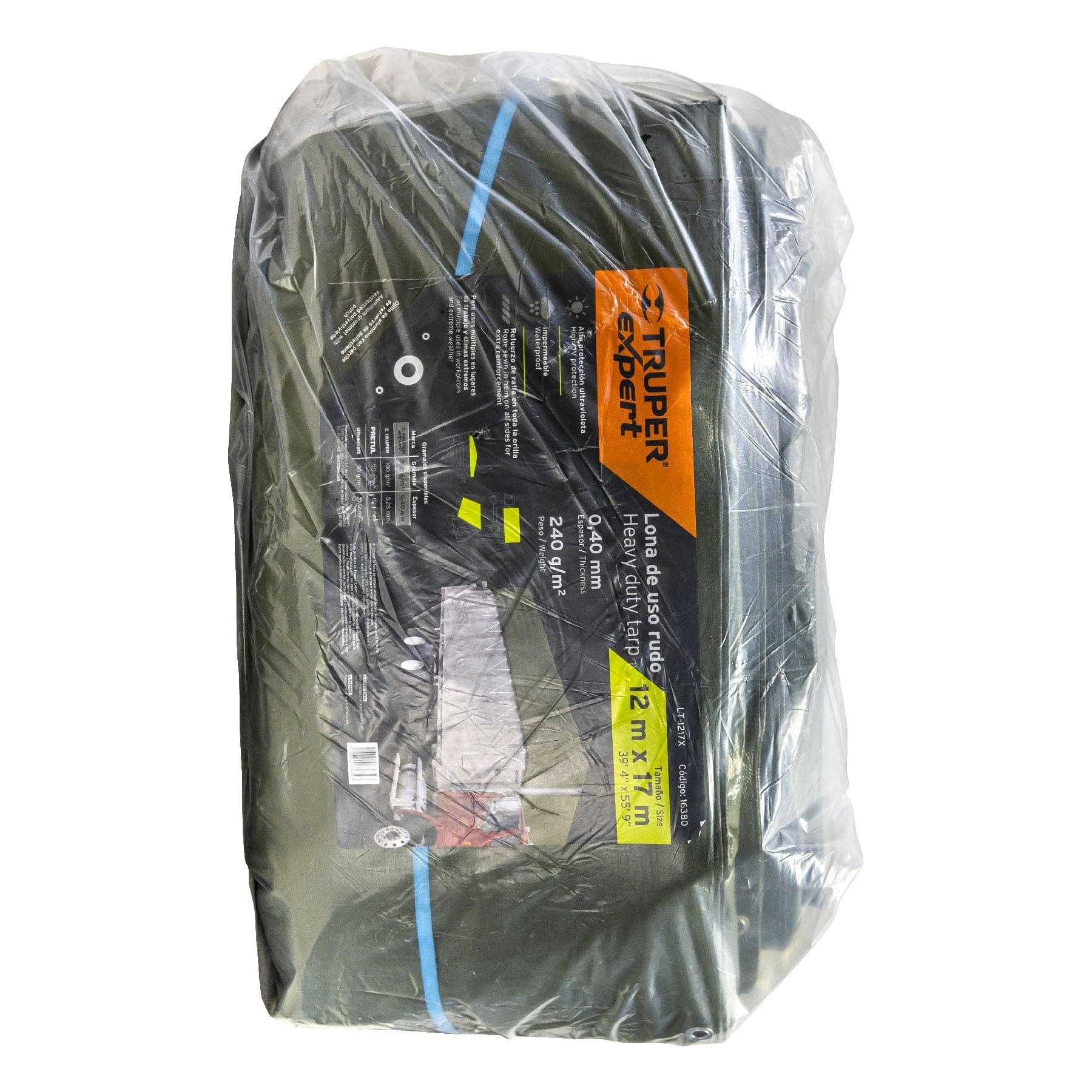 Lona uso rudo 12x17 m, verde olivo, 240 g/m2, Truper Expert