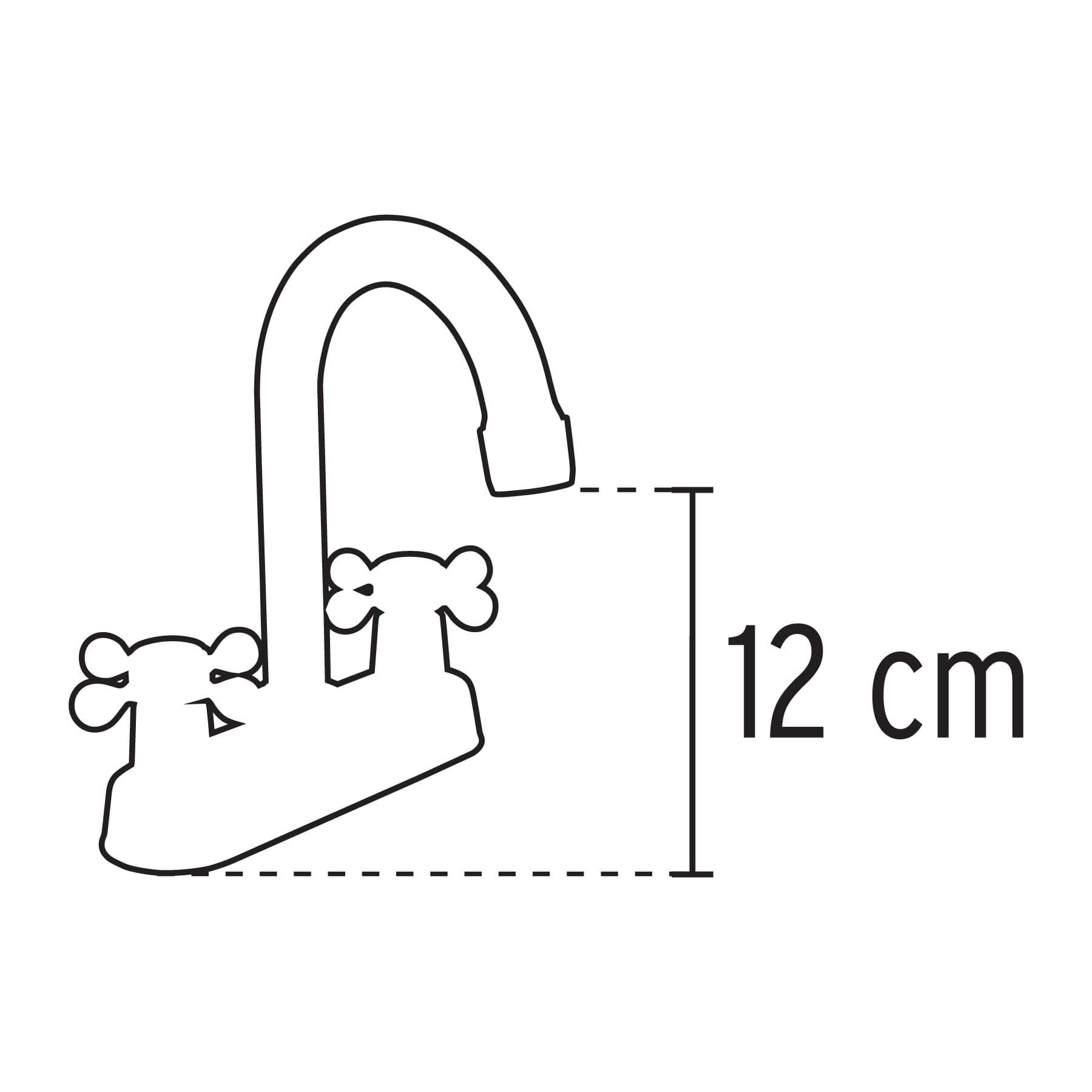 Mezcladora 4" para lavabo, cuello bar, manerales cruceta