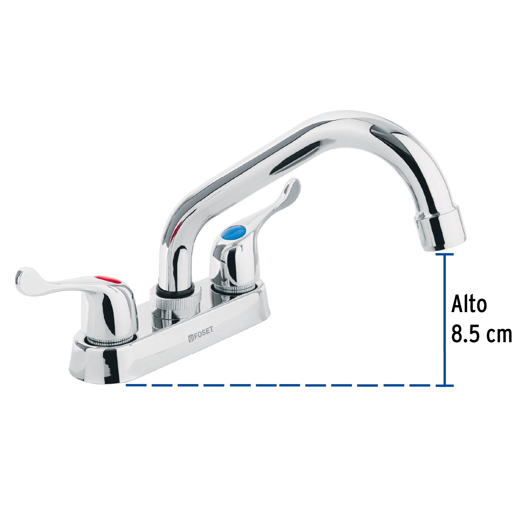 Mezcladora 4" para lavabo, tubular, manerales palanca