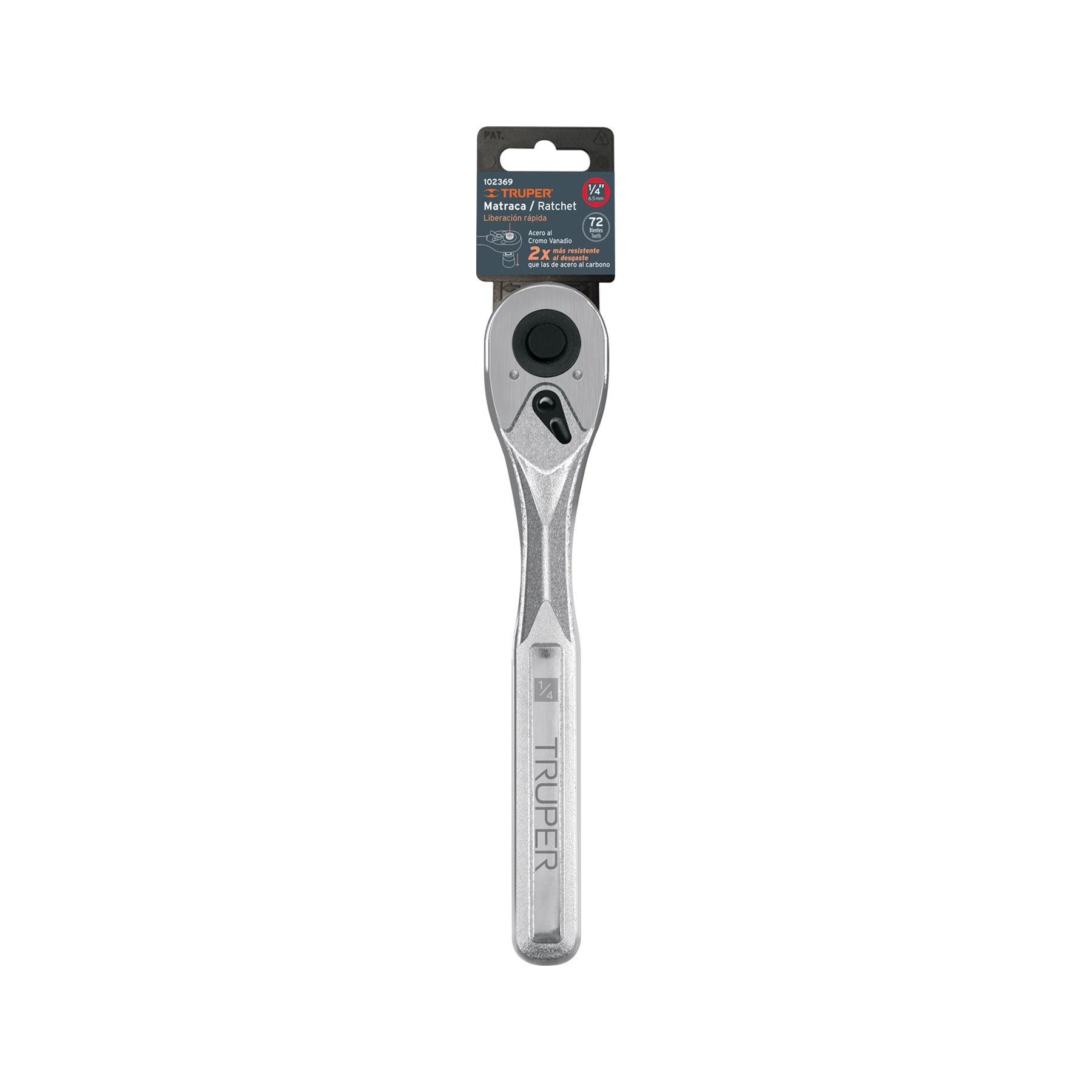 Matraca liberación rápida 72 dientes, cuadro 1/4", Truper