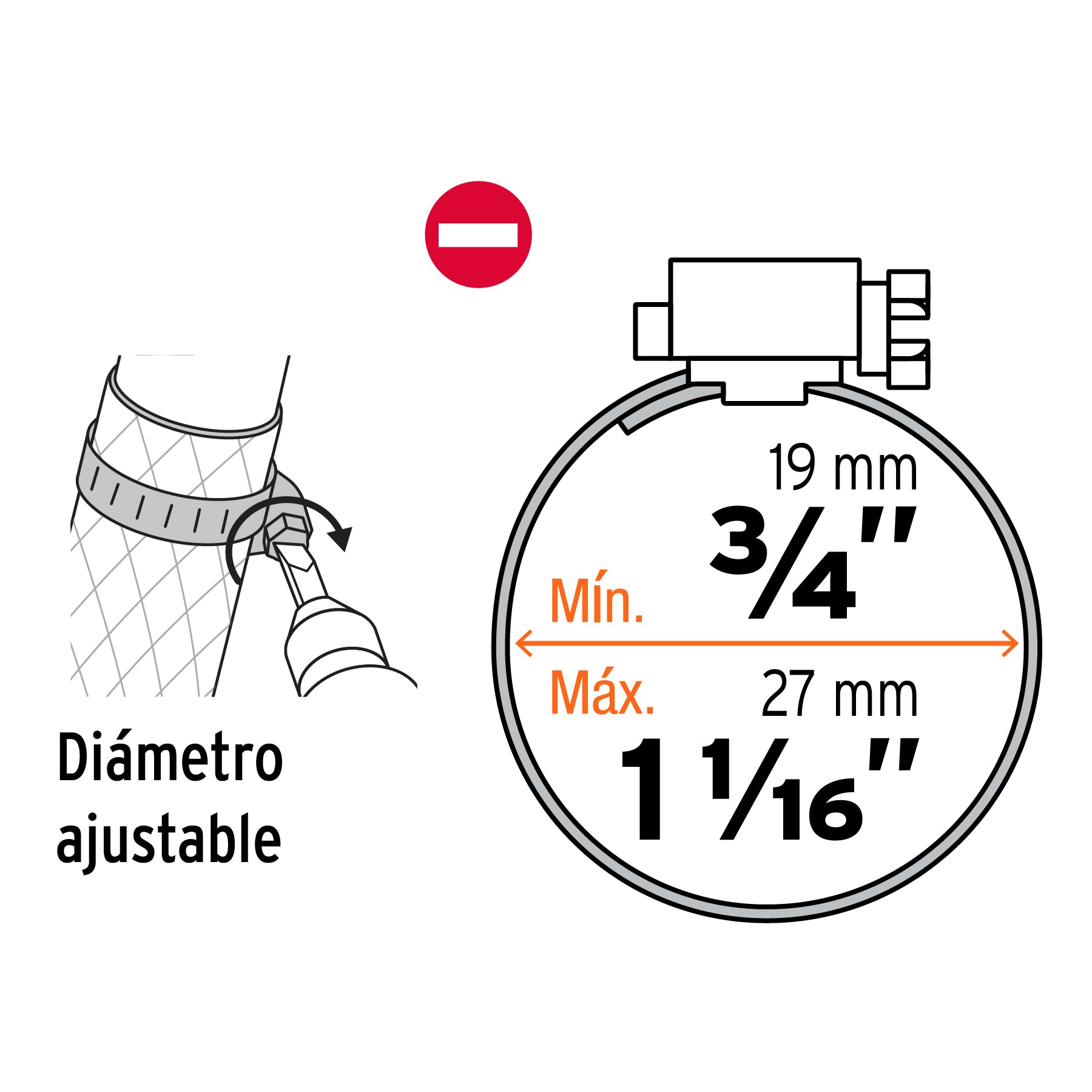 Bolsa con 2 abrazaderas sin fin #20, 3/4 - 1-3/3", Truper