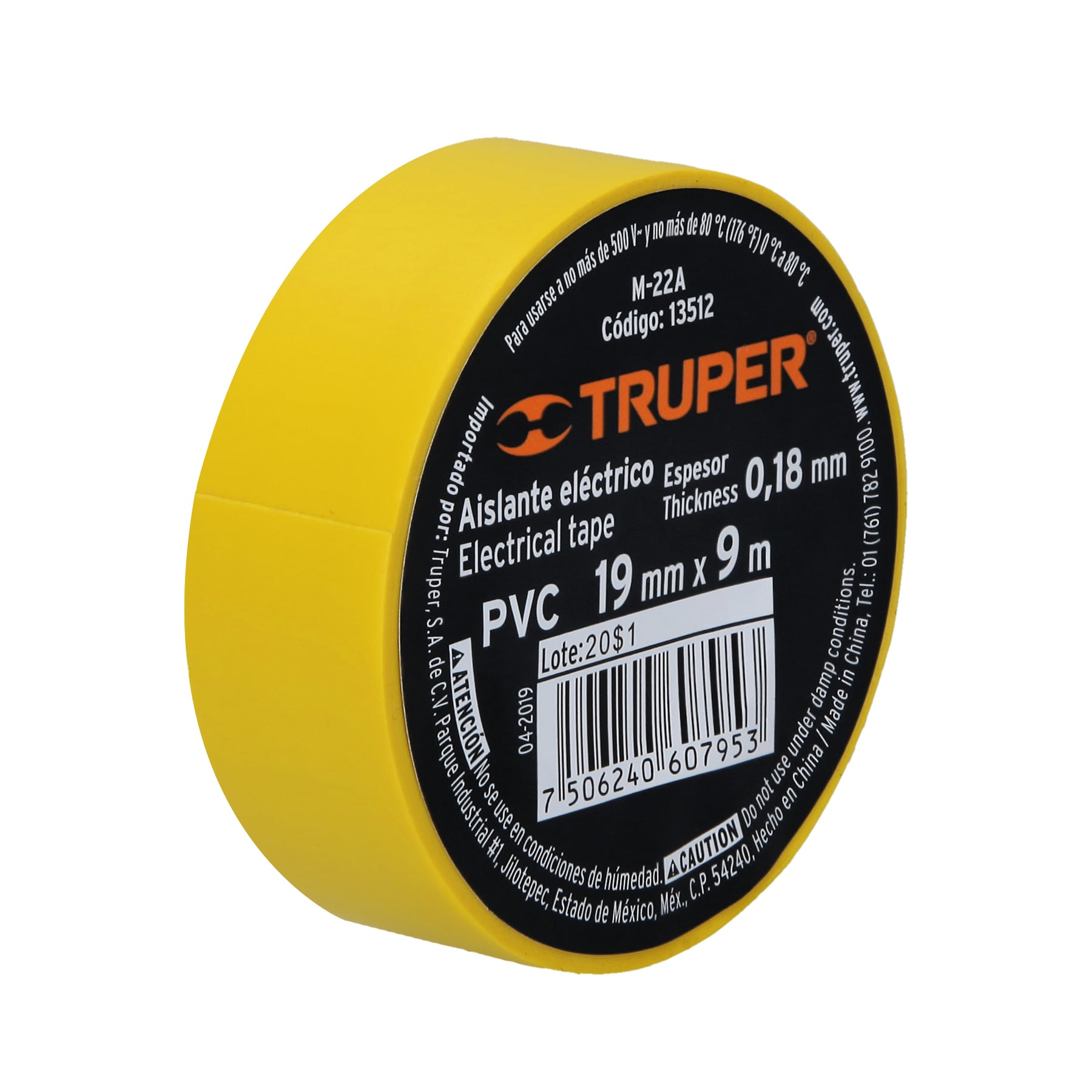 Cinta de aislar de 9 m x 19 mm, amarilla, Truper