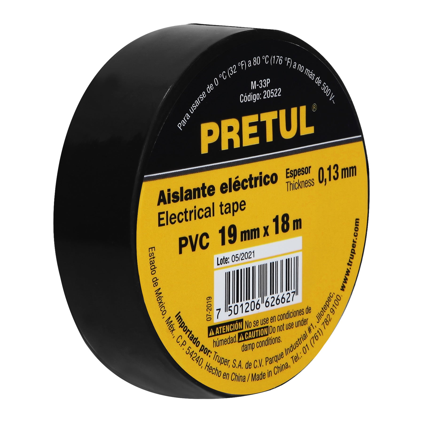 Cinta de aislar de 18 m x 19 mm, negra, Pretul