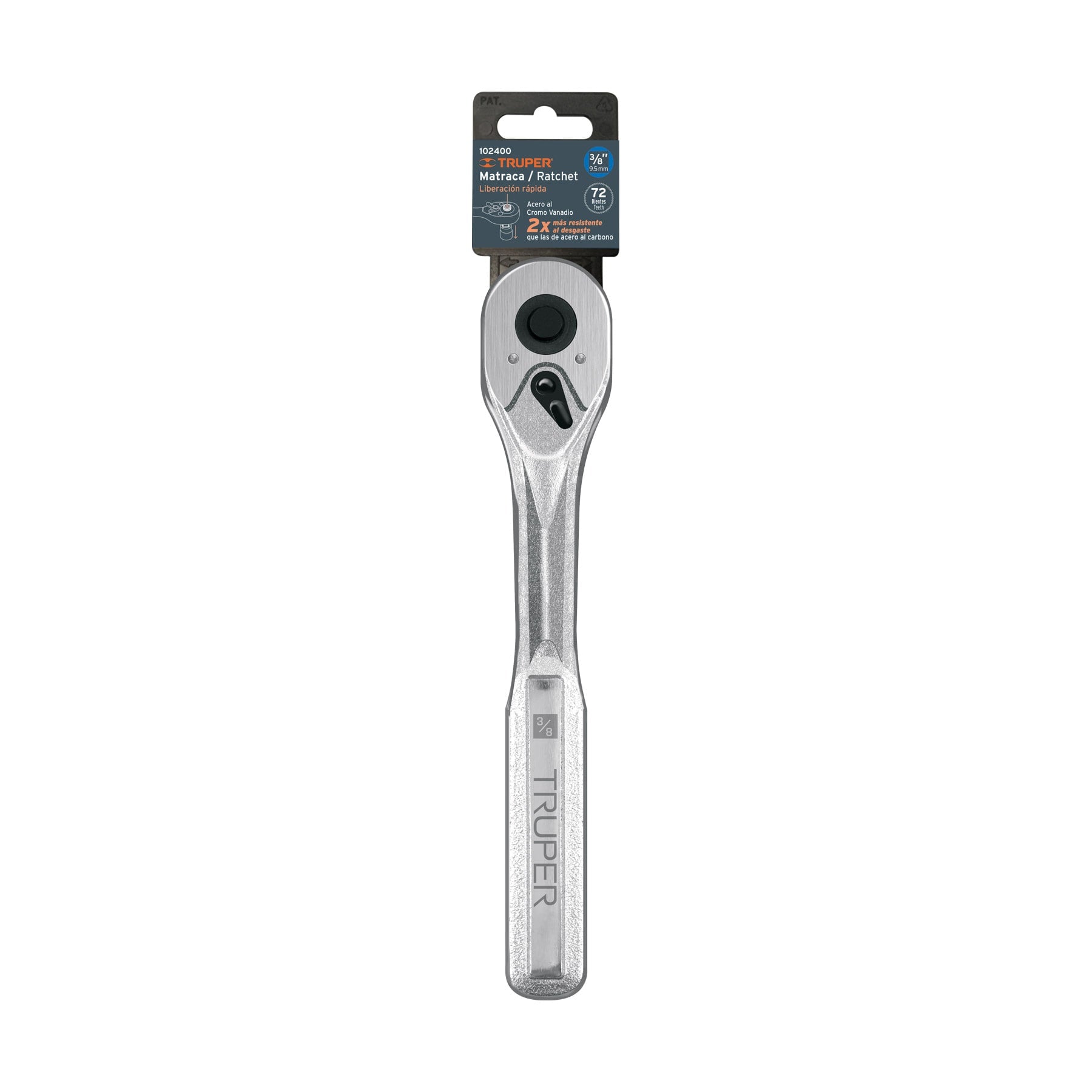 Matraca liberación rápida 72 dientes, cuadro 3/8", Truper