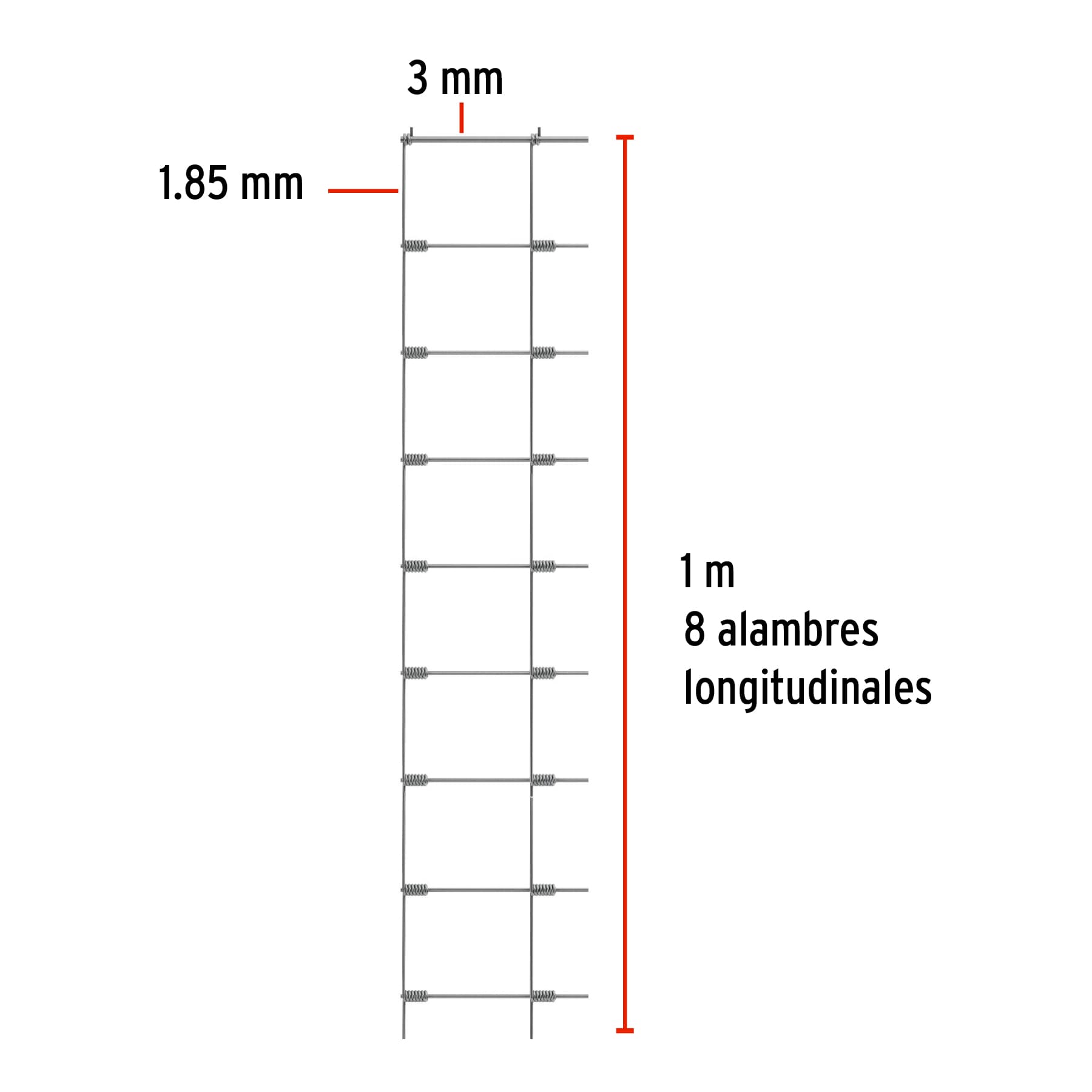 Rollo malla borreguera, 1m x 50m acero galvanizado, 23kg