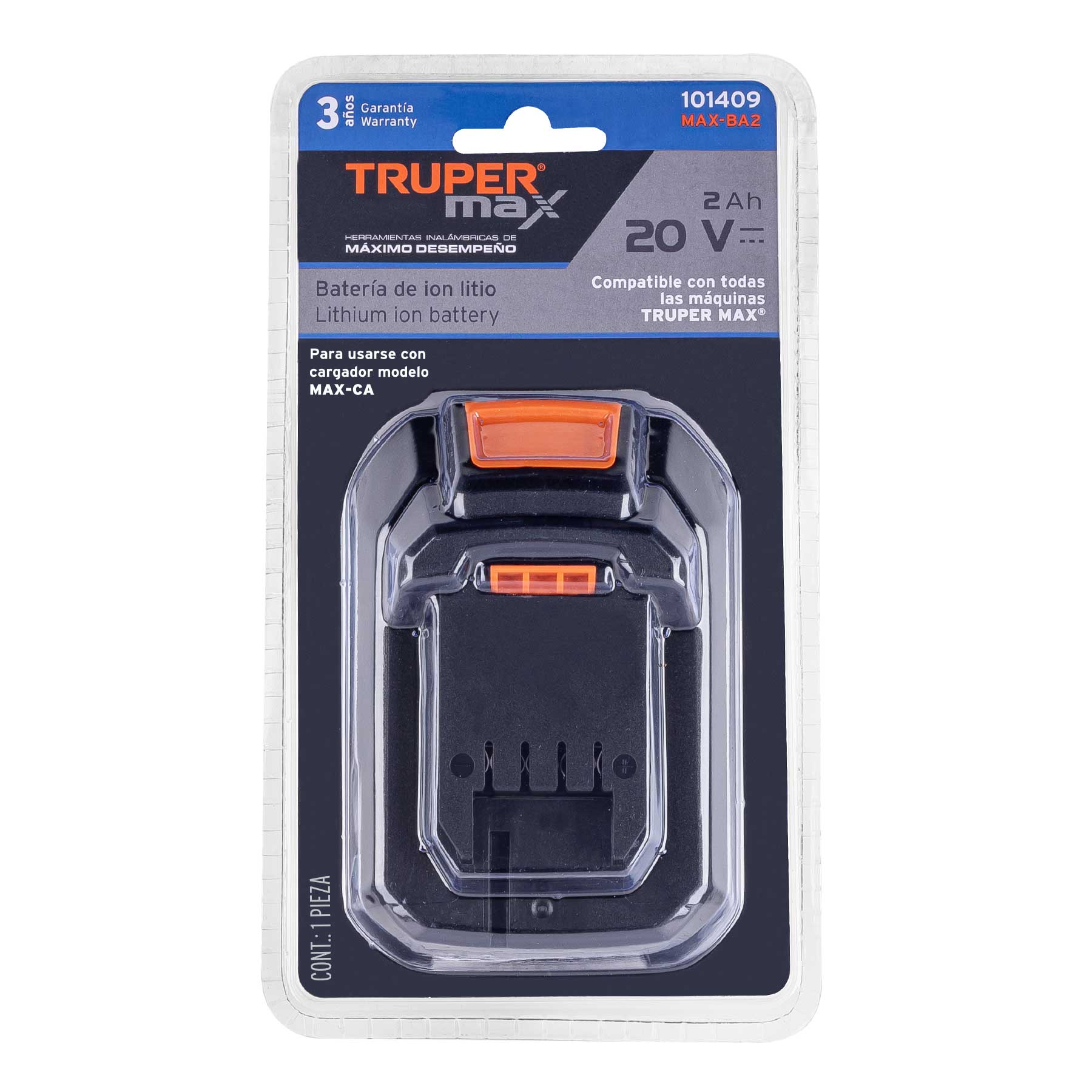 Batería ion litio, 20V, 2 Ah, Truper MAX