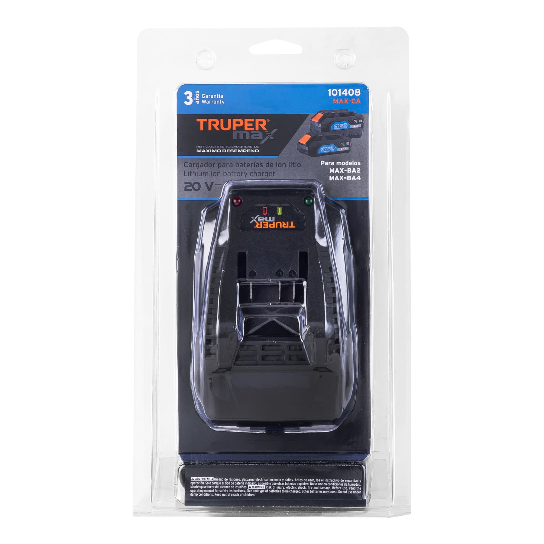 Cargador de baterías de ion litio 20V, Truper MAX