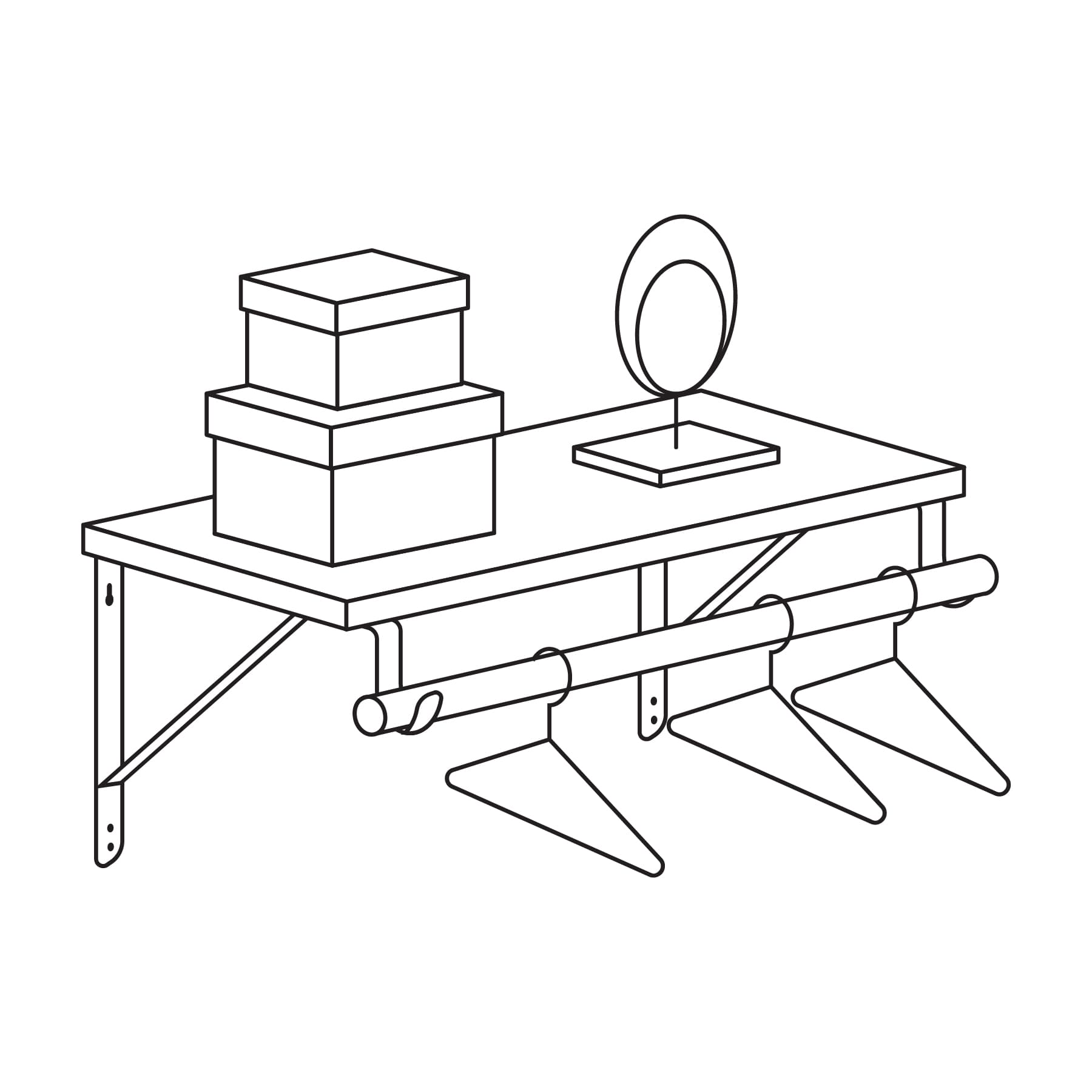 Ménsula reforzada negra 11 x 12" con gancho, Fiero