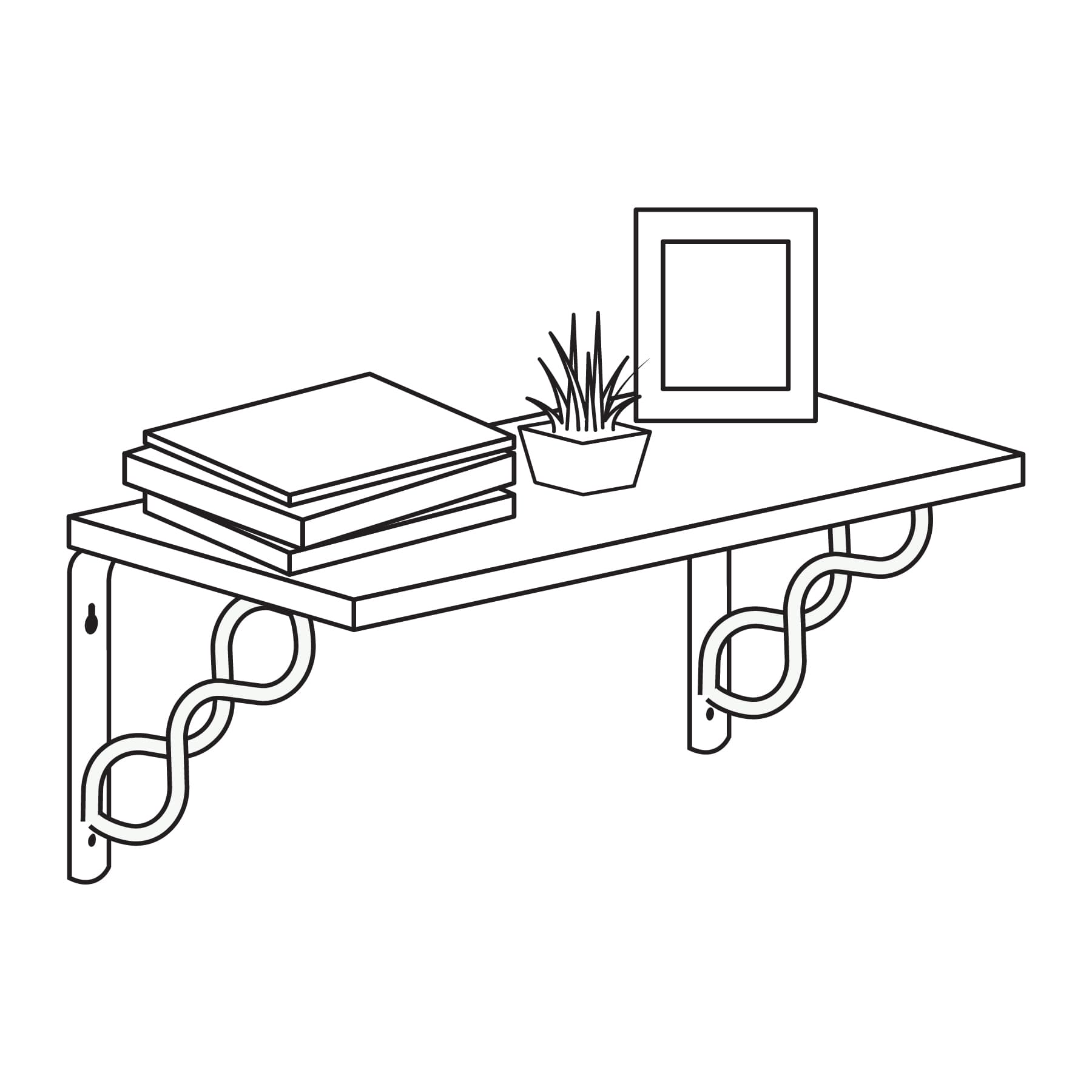 Ménsula reforzada negra 6 x 6" diseño trenza, Fiero