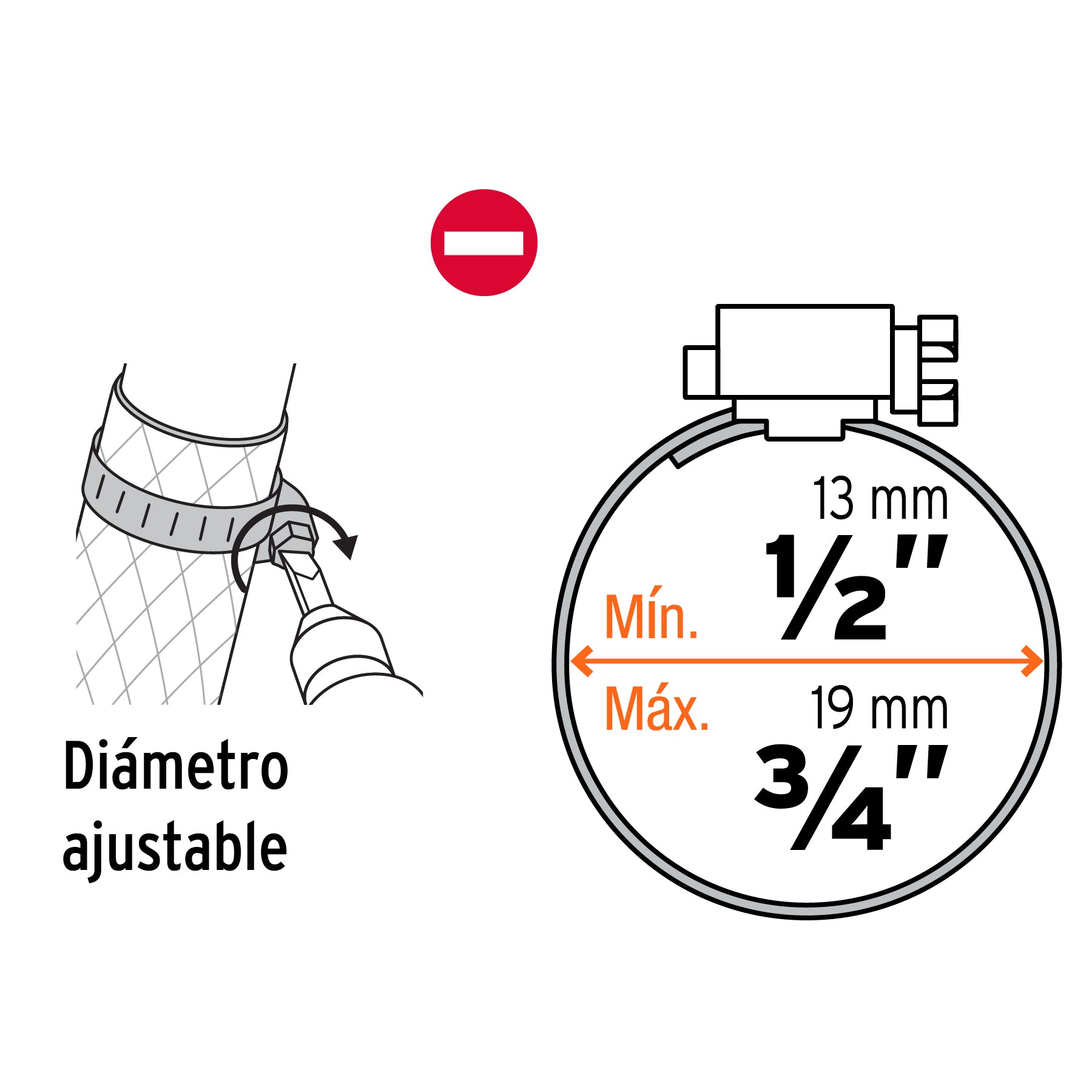Bolsa con 4 mini abrazaderas sin fin # 6, 1/2 - 3/4", Truper