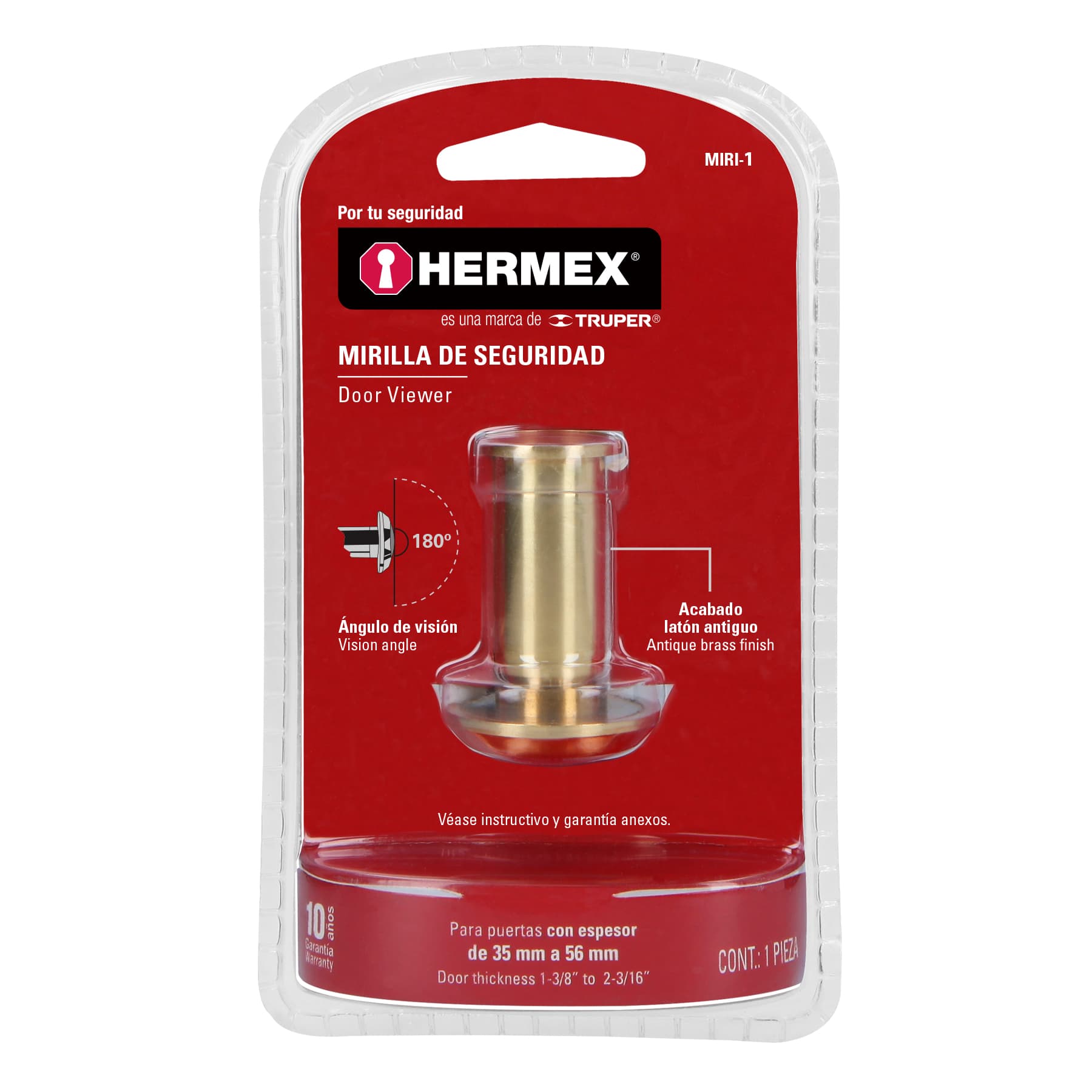 Mirilla de seguridad acabado latón, Hermex