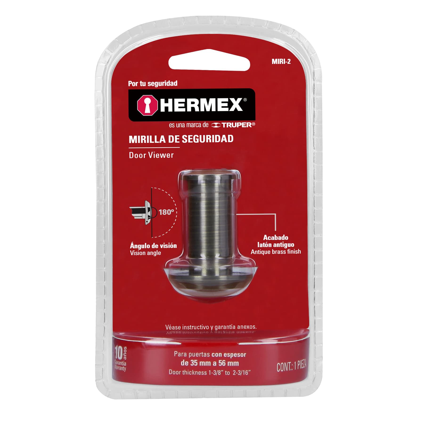 Mirilla de seguridad acabado latón antiguo, Hermex